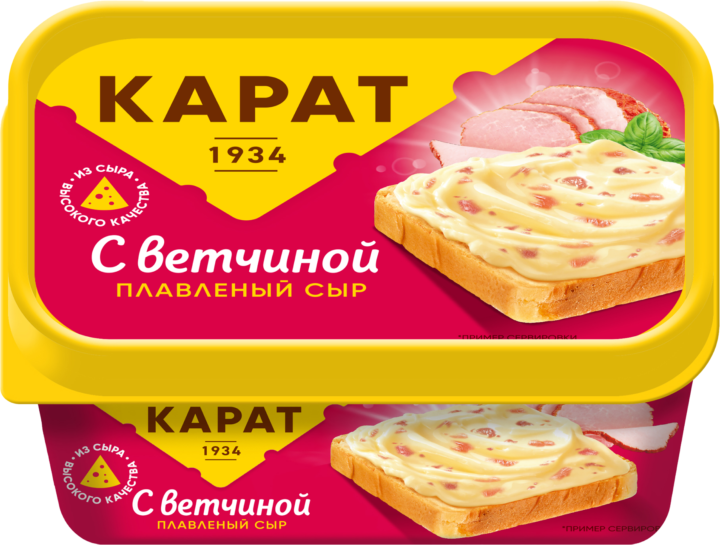 Изображение товара Сыр плавленый КАРАТ с ветчиной 45%, без змж, 400г