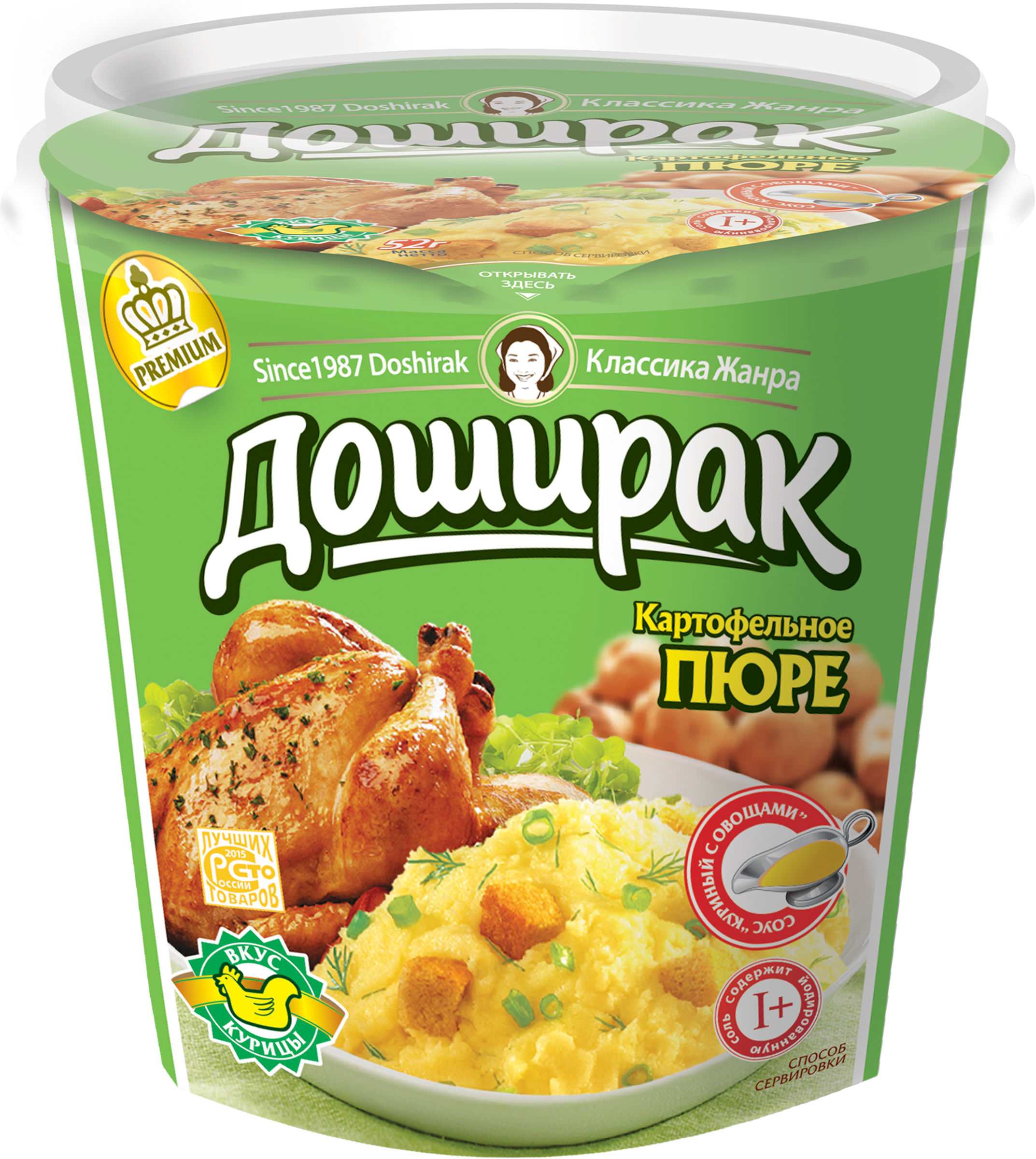 Изображение товара Пюре картофельное ДОШИРАК с соусом куриный с овощами, 52г