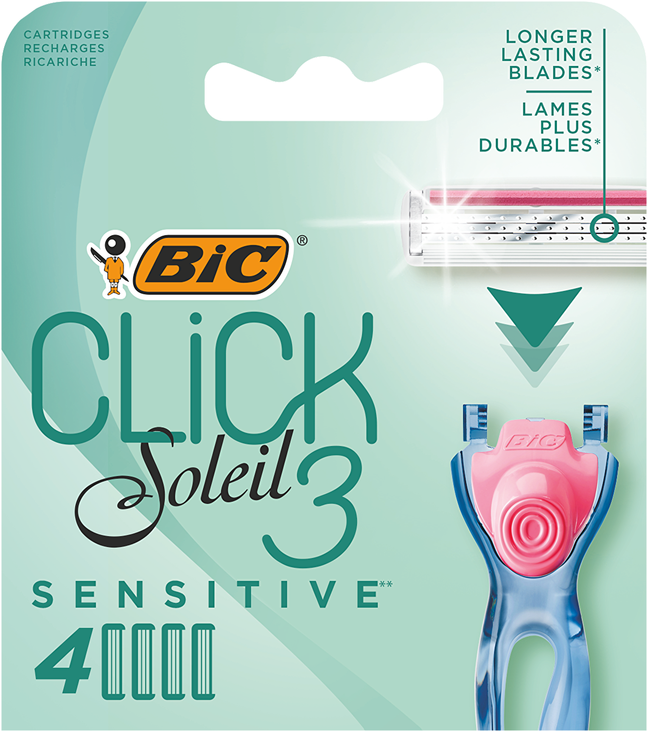 Изображение товара Кассеты сменные для бритвы BIC Мисс Солей Клик 3 Сенситив 4 шт для женского ухода