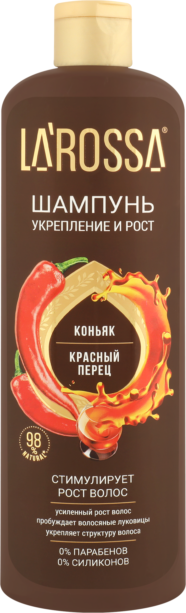 Изображение товара Шампунь для волос ЛА РОССА Коньяк и красный перец, 500мл