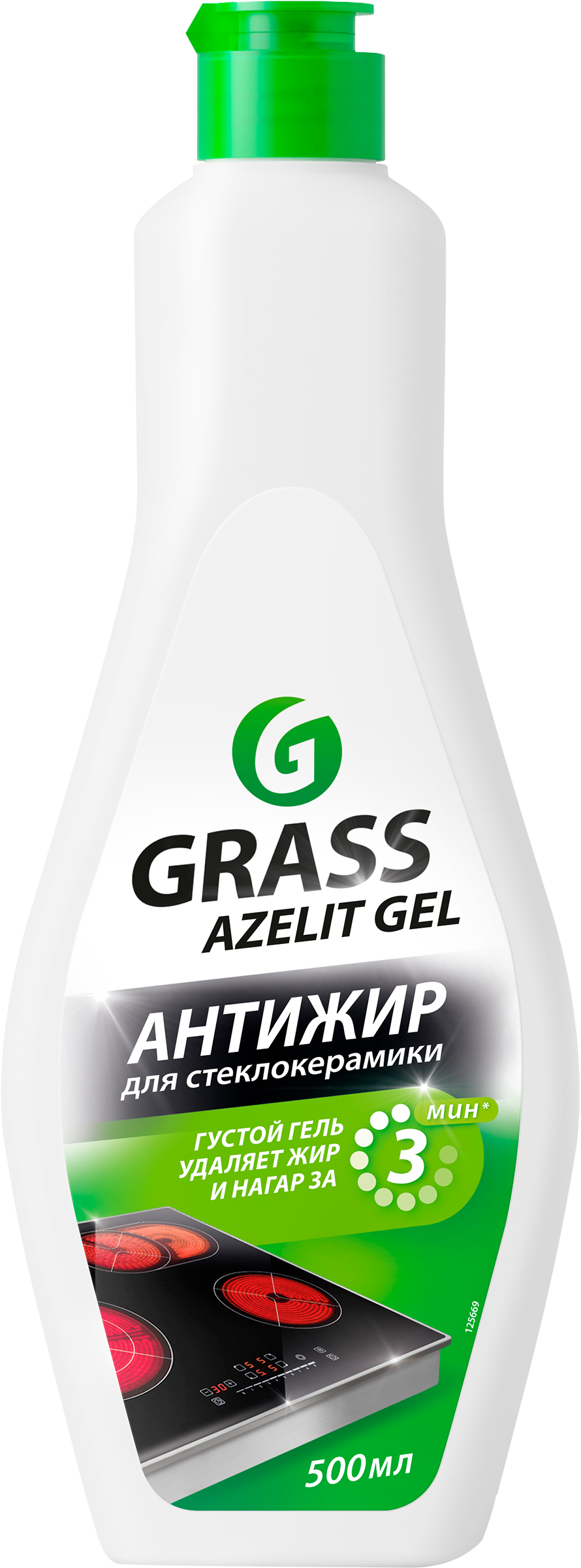 Изображение товара Средство для чистки стеклокерамики GRASS Azelit gel 500 мл для удаления жира и пригоревших остатков