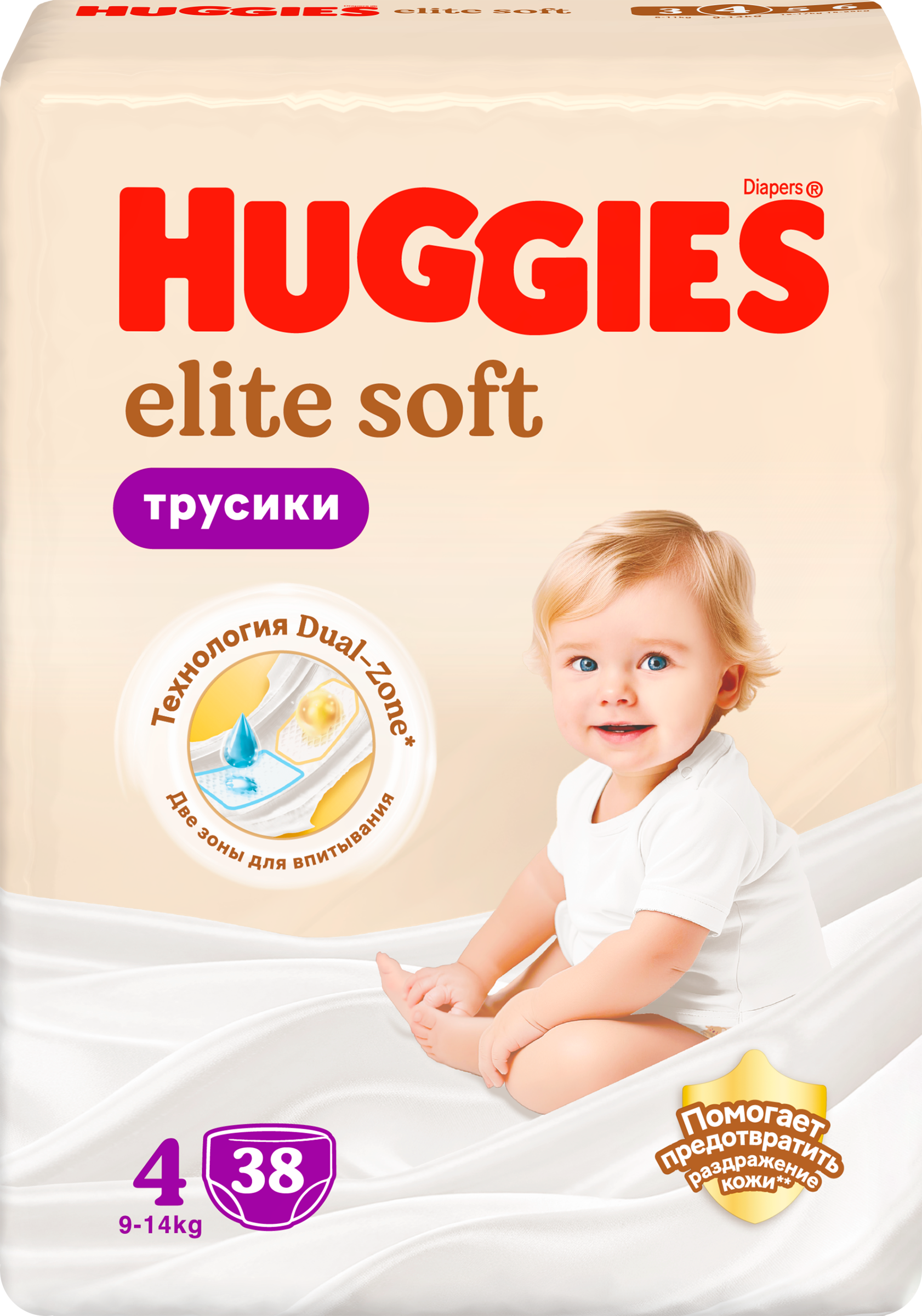 Изображение товара Подгузники-трусики HUGGIES Elite Soft 4 9–14кг, 38шт
