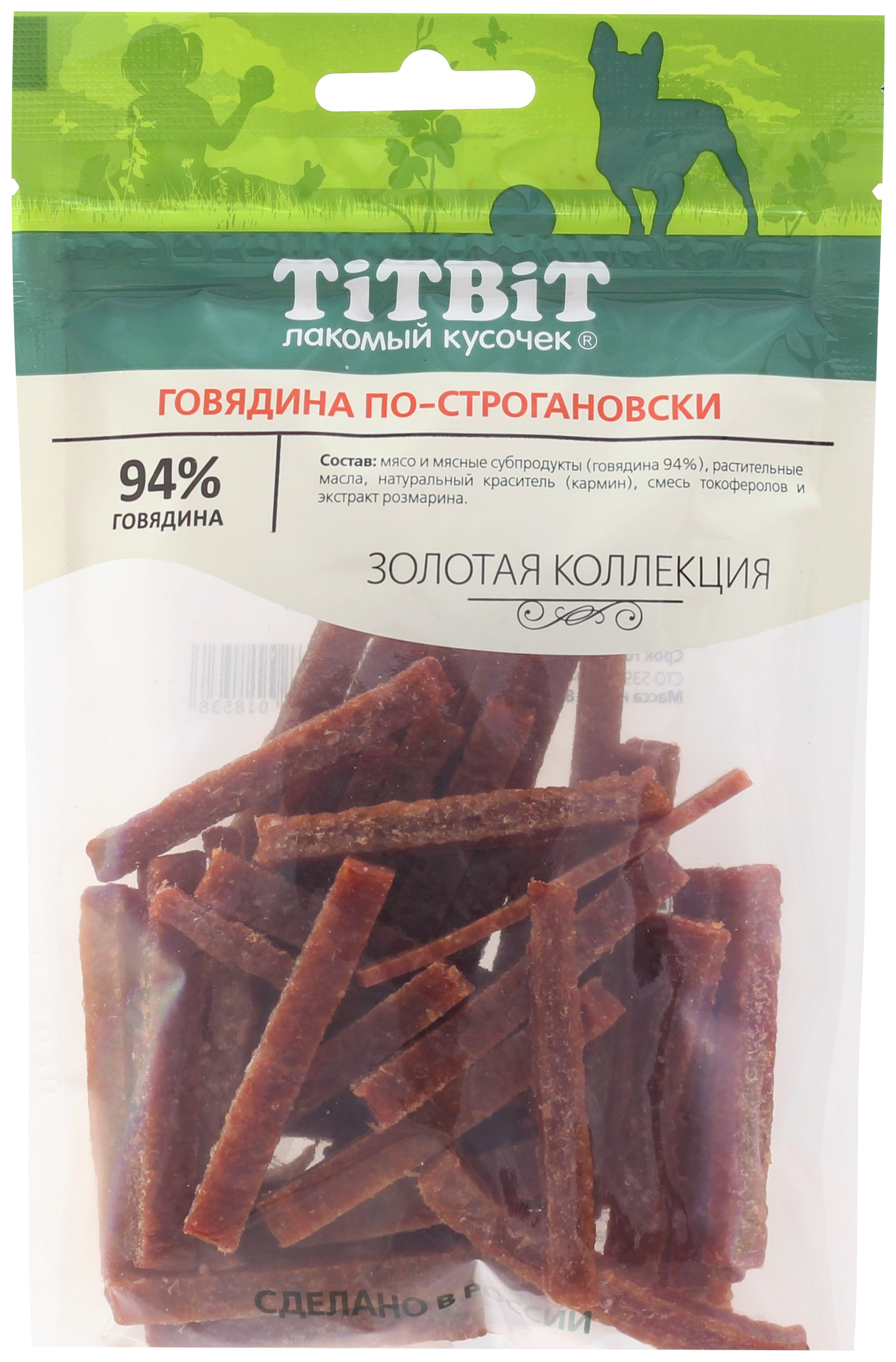 Изображение товара Лакомства для собак TITBIT Золотая коллекция Говядина по-строгановски, 80г