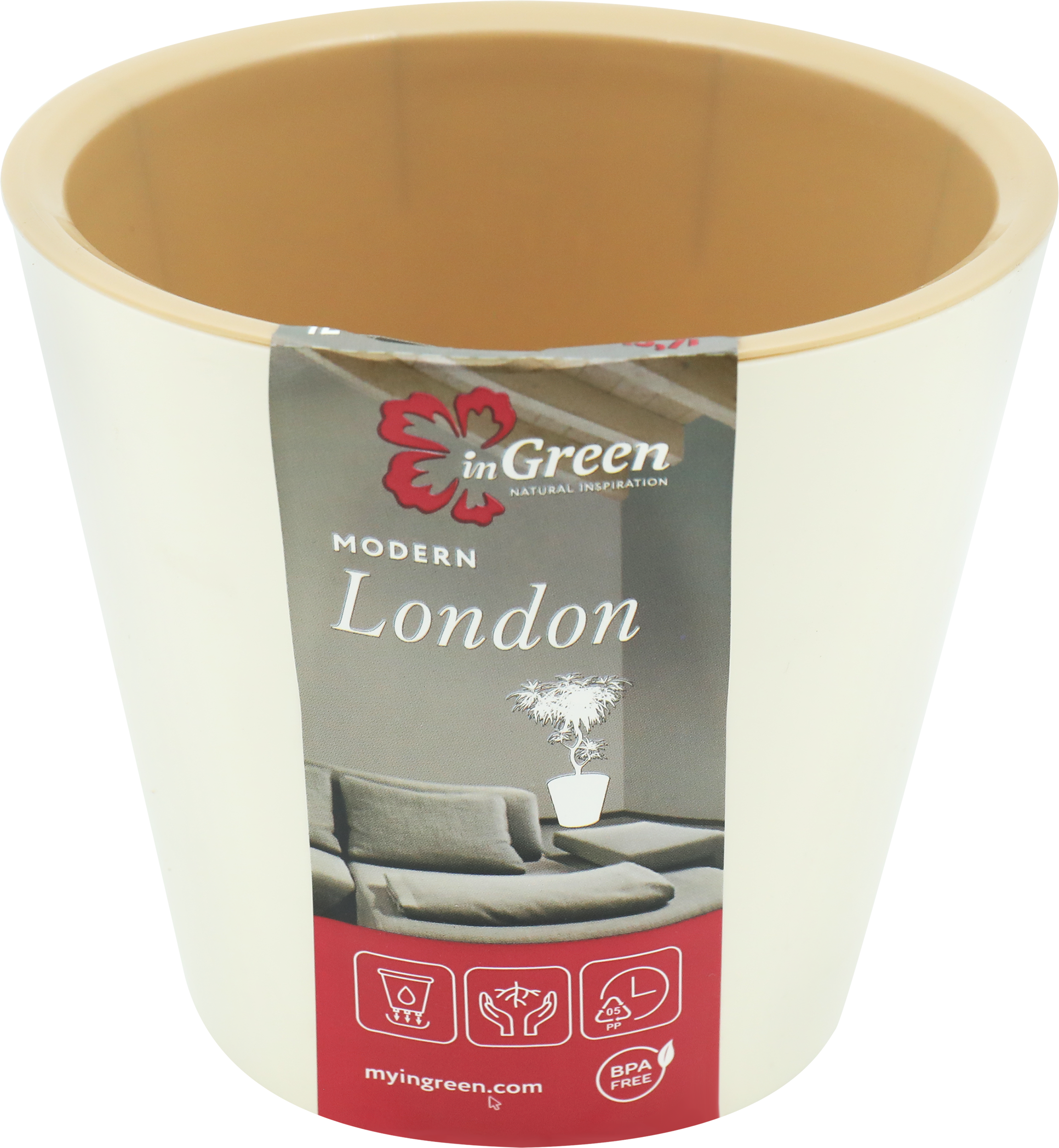 Изображение товара Горшок для цветов INGREEN London 1л d=12,5см, цвет сливочный, Арт. ING1552СЛ