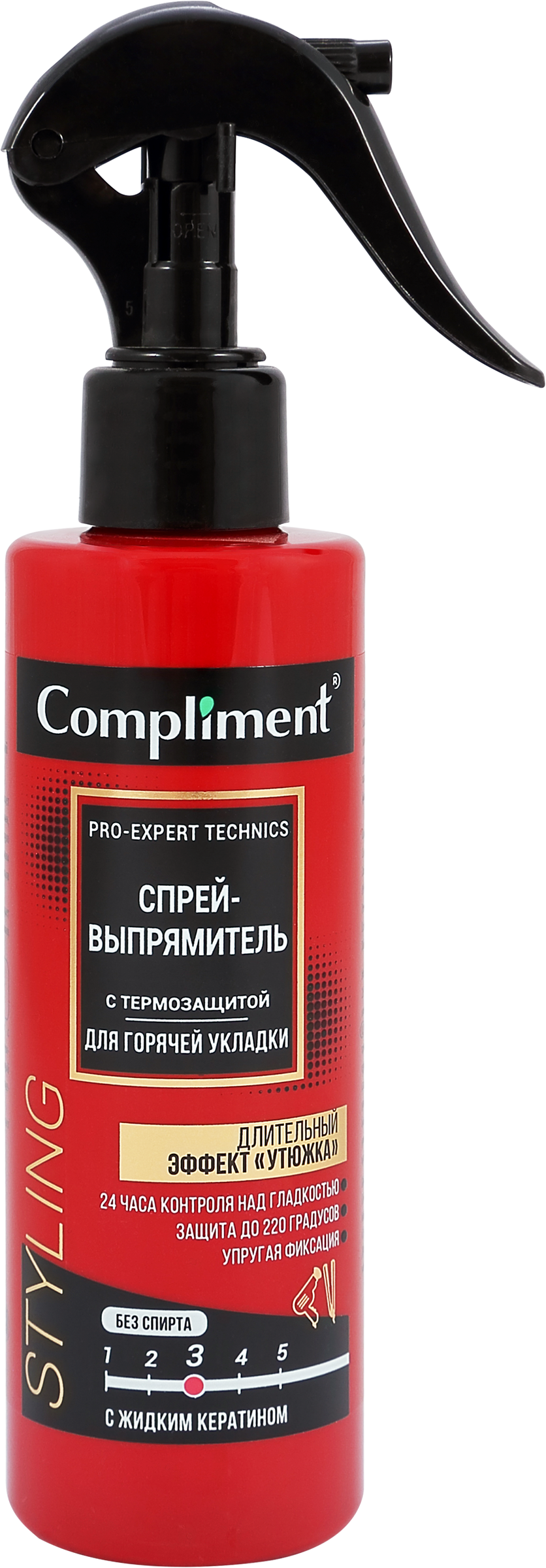 Изображение товара Спрей для укладки волос COMPLIMENT Pro-expert technics выпрямляющий с термо-защитой, 200мл