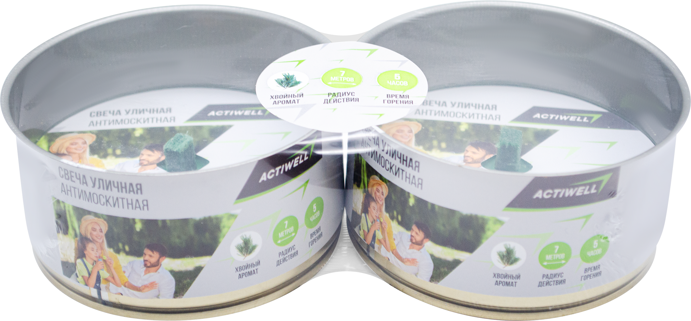 Изображение товара Свеча антимоскитная уличная ACTIWELL с хвойным ароматом 20х10х4,5см, 2х160г