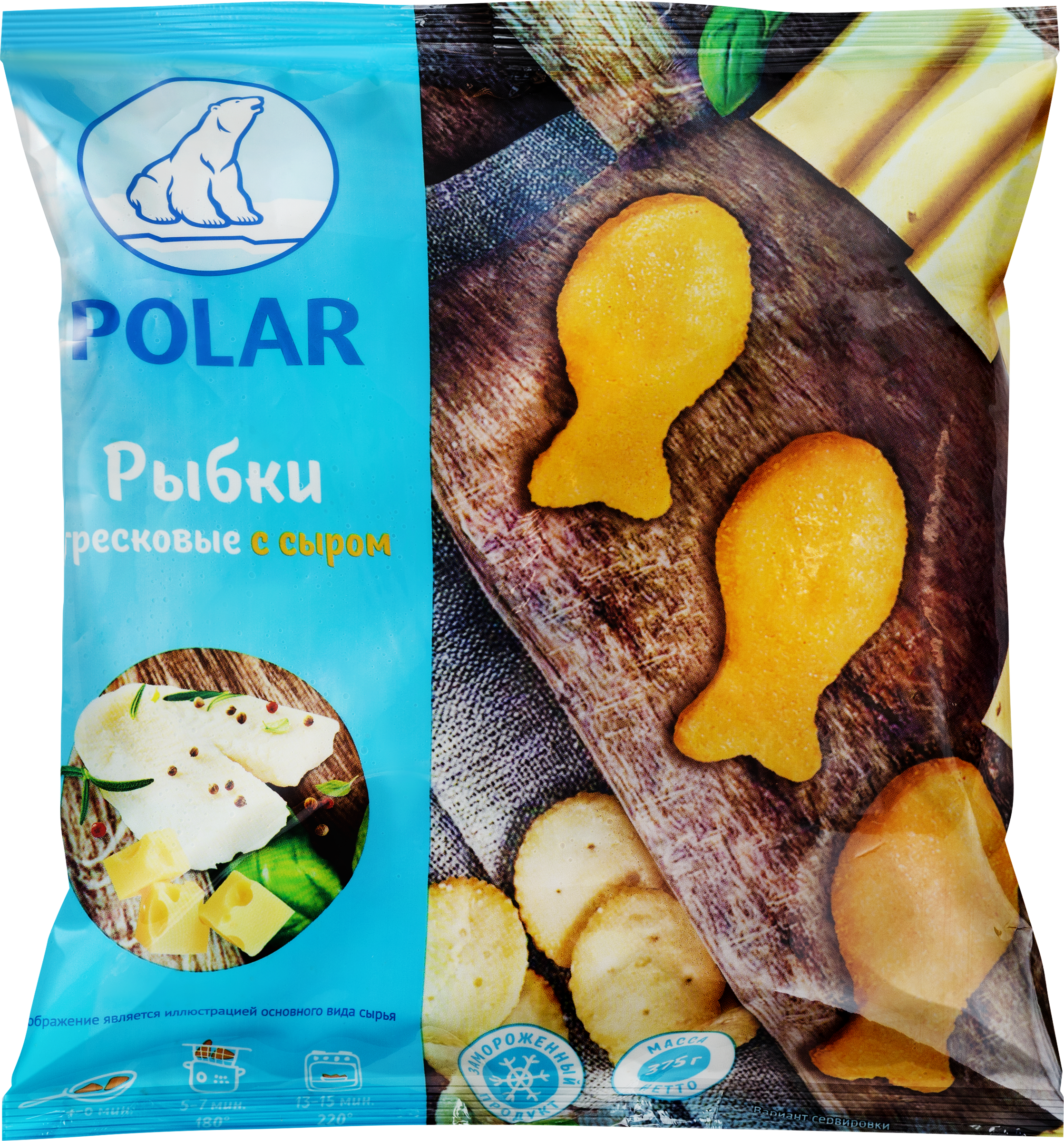 Изображение товара Рыбки тресковые замороженные POLAR с сыром в панировке 375г