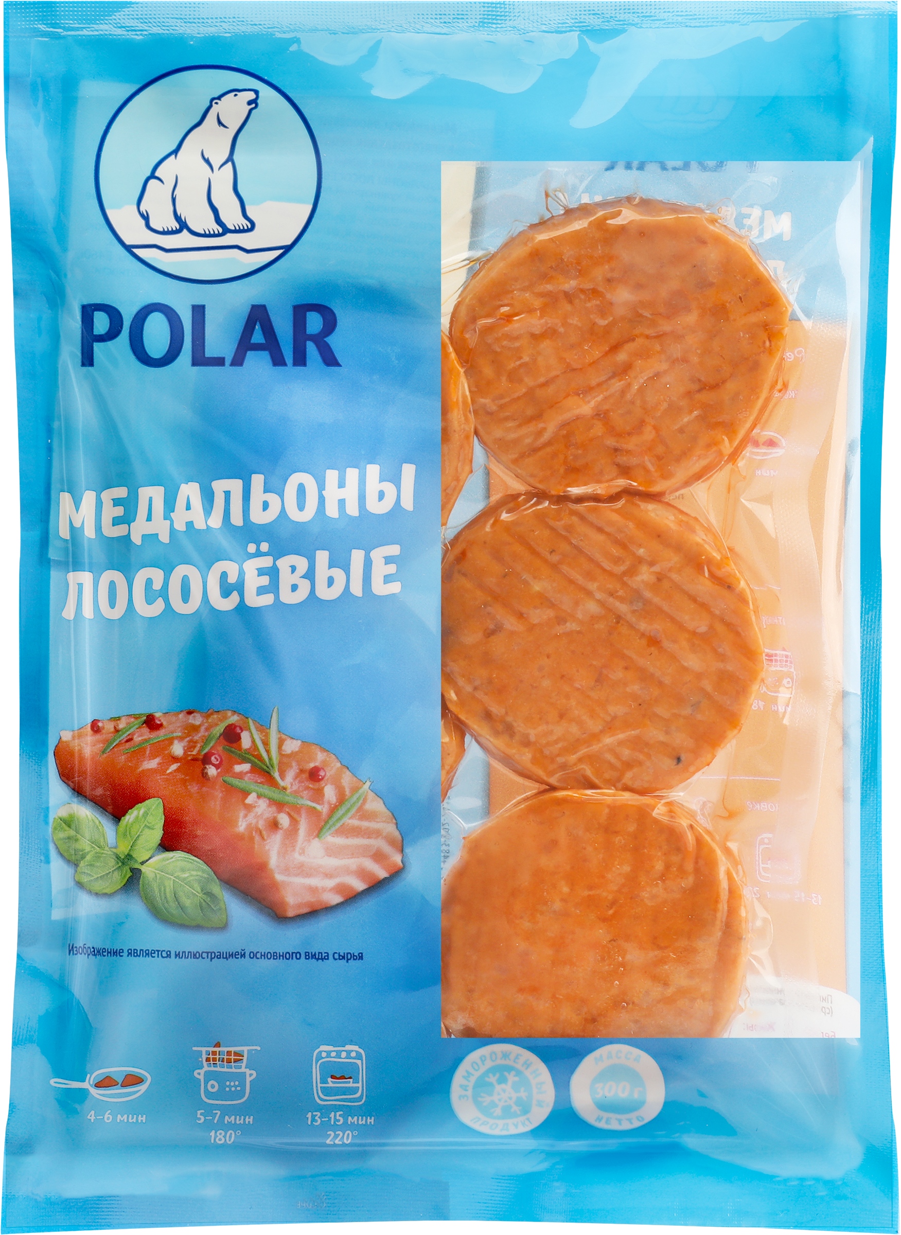 Изображение товара Медальоны замороженные POLAR из фарша лососевых пород, 300г