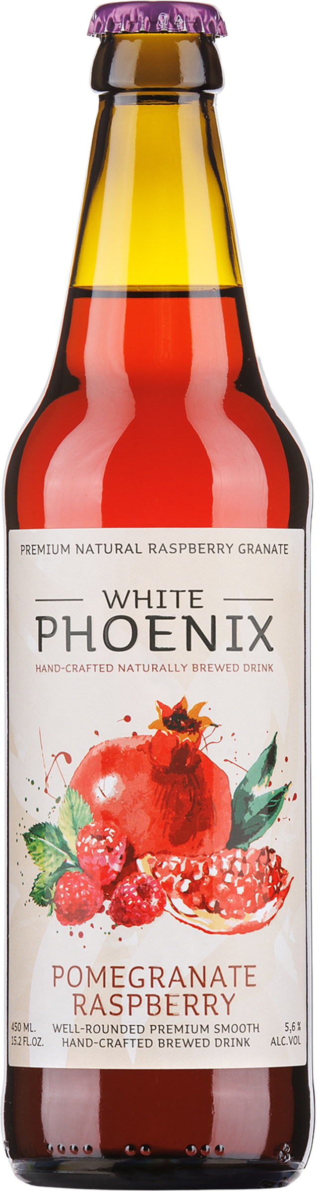 Изображение товара Медовуха WHITE PHOENIX Гранат, малина фильтрованная непастеризованная 5,6%, 0.45л