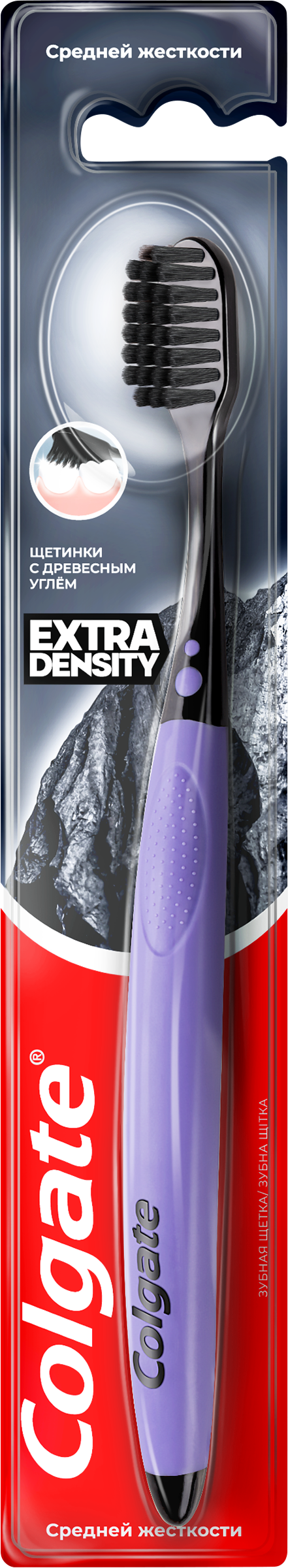 Изображение товара Зубная щетка COLGATE Extra Density средней жесткости с древесным углем
