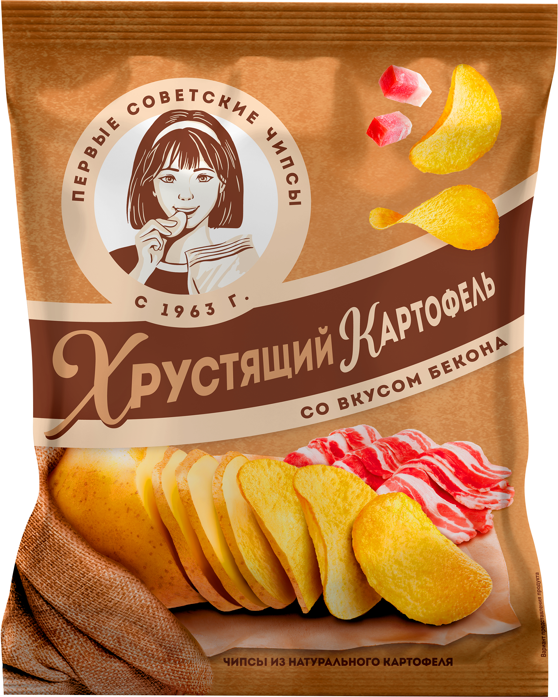 Изображение товара Картофельные чипсы ХРУСТЯЩИЙ КАРТОФЕЛЬ со вкусом бекона 70г хрустящие снеки
