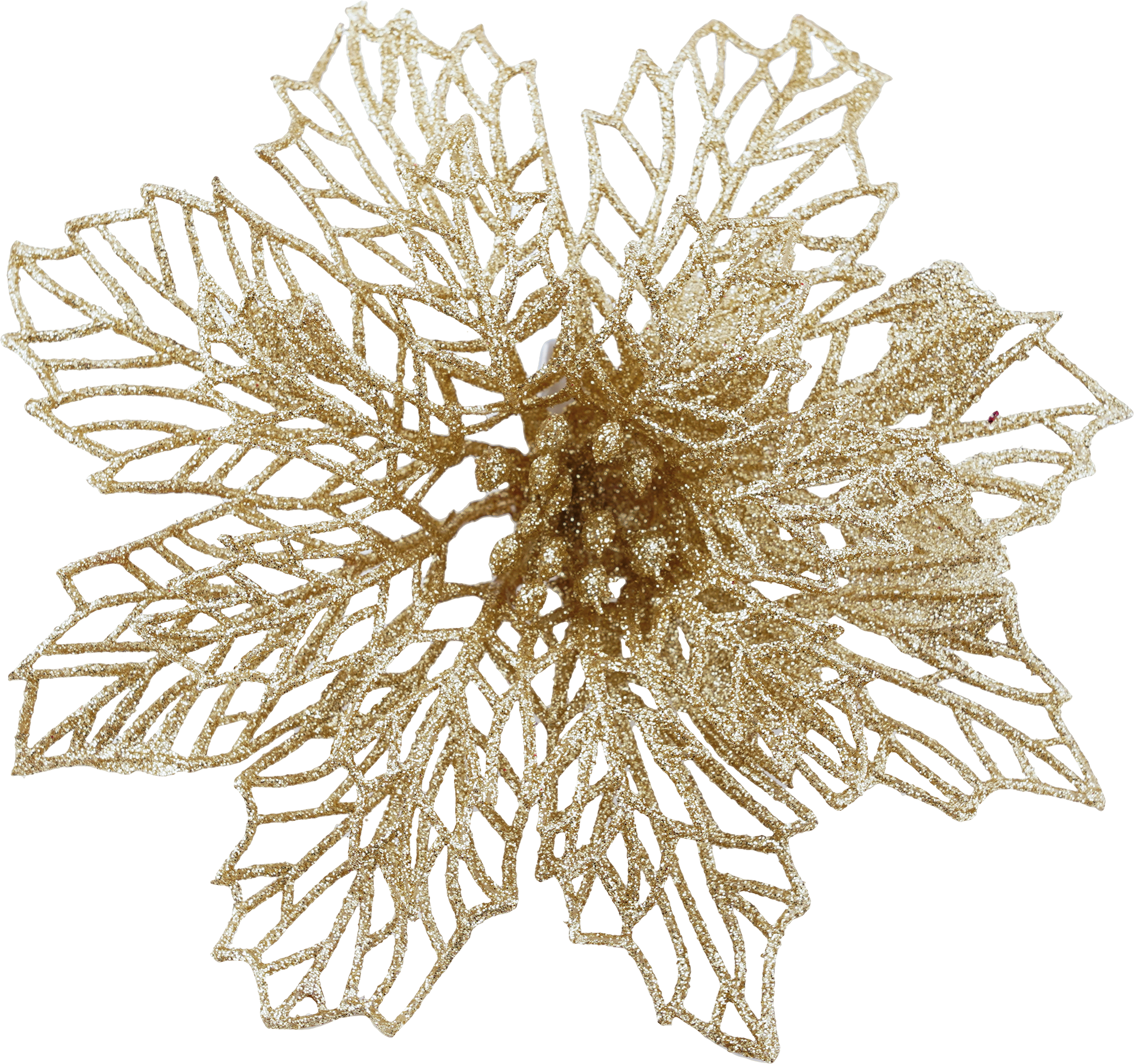 Изображение товара Украшение елочное Пуансеттия ажур на клипсе 14/16см глиттер ассортимент