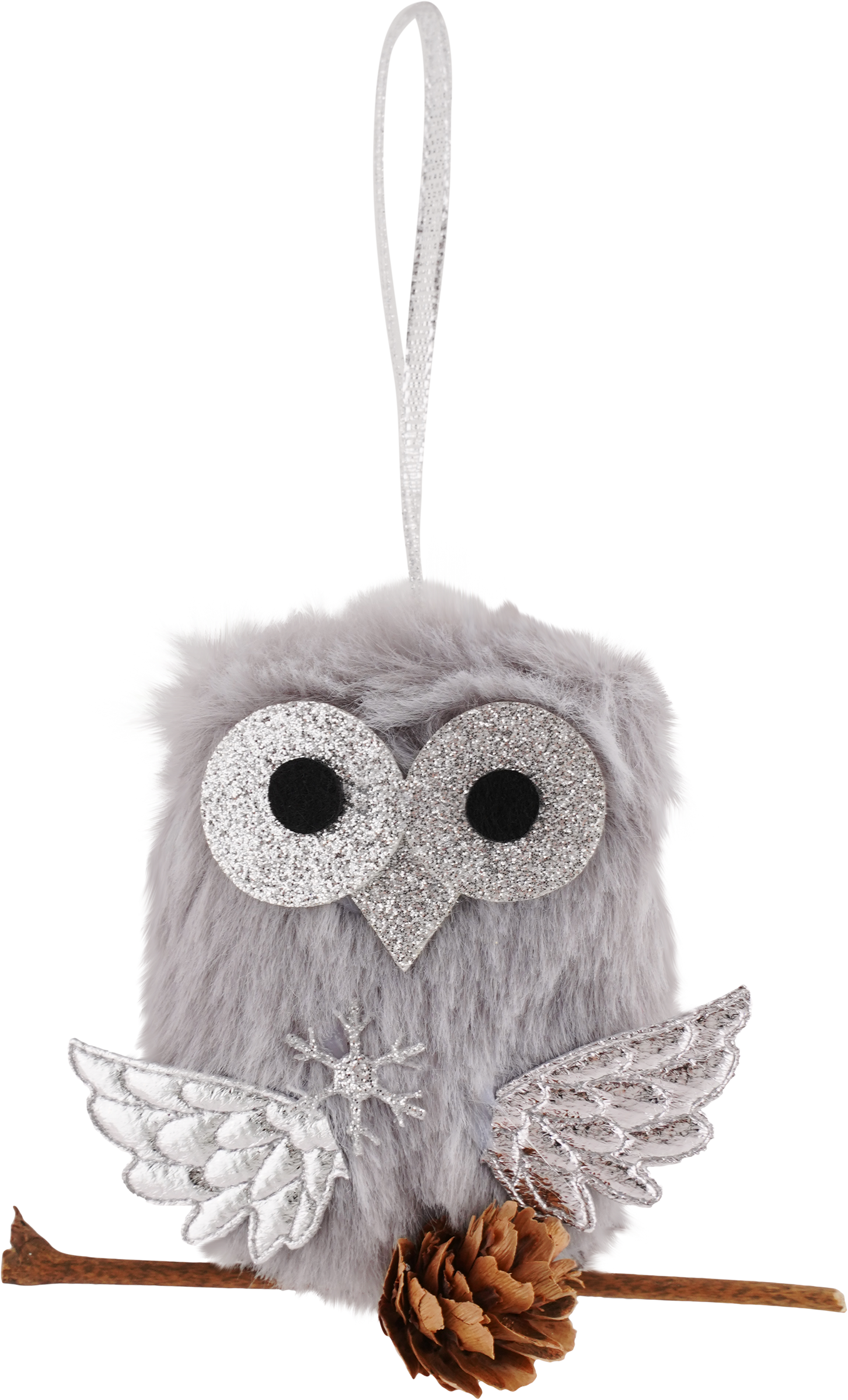 Изображение товара Украшение елочное Совушка со снежинкой розовое/серое 9х2,5х7см HOMECLUB