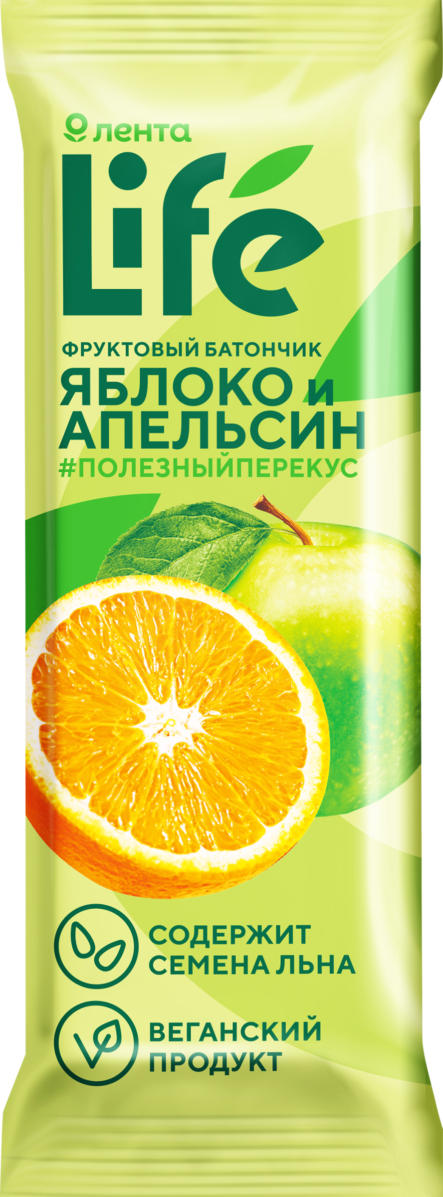 Изображение товара Батончик фруктовый ЛЕНТА LIFE Яблоко и апельсин, 33г