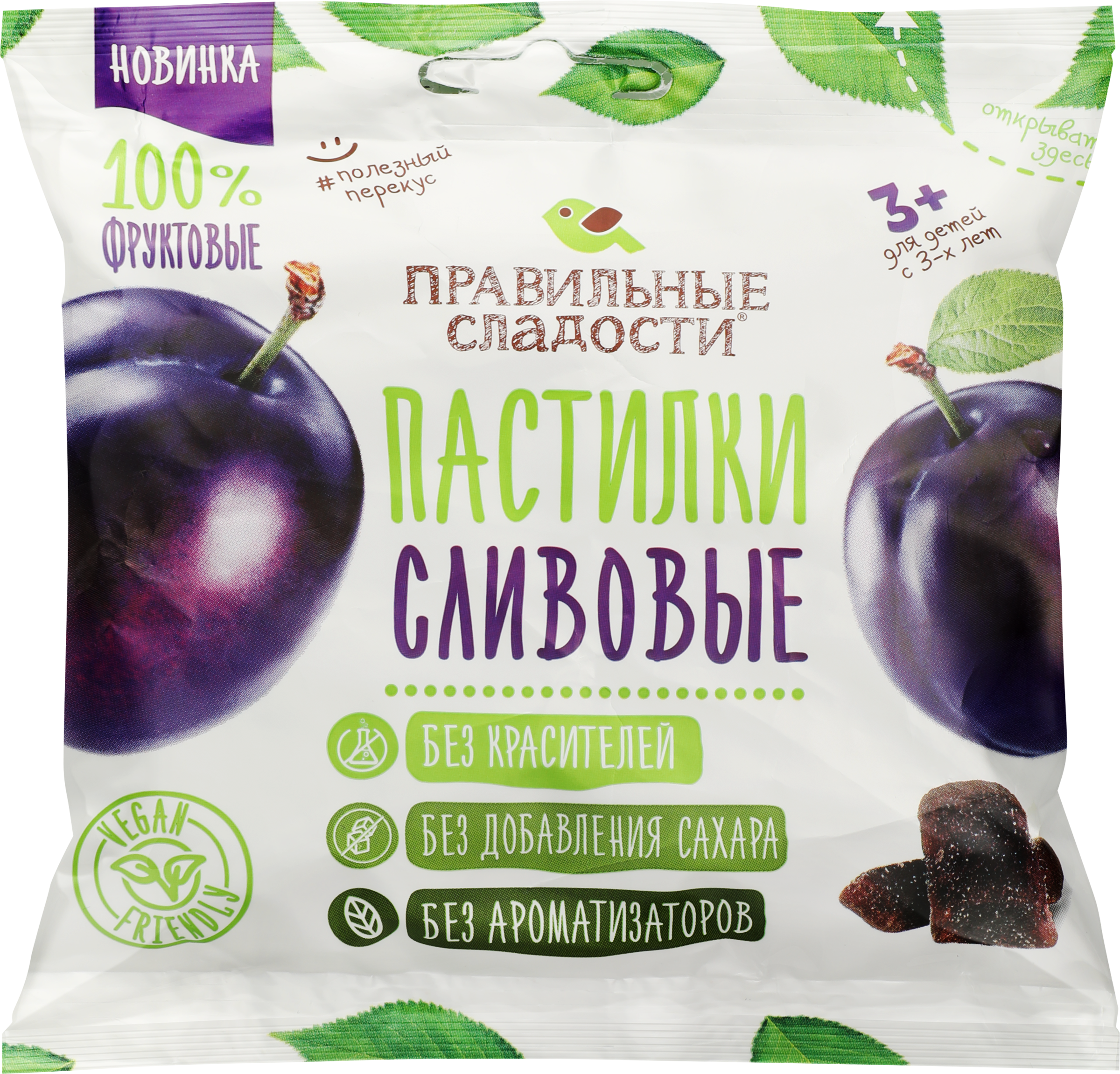 Изображение товара Пастилки ПРАВИЛЬНЫЕ СЛАДОСТИ Сливовые 70г без сахара, натуральные десертные пастилки
