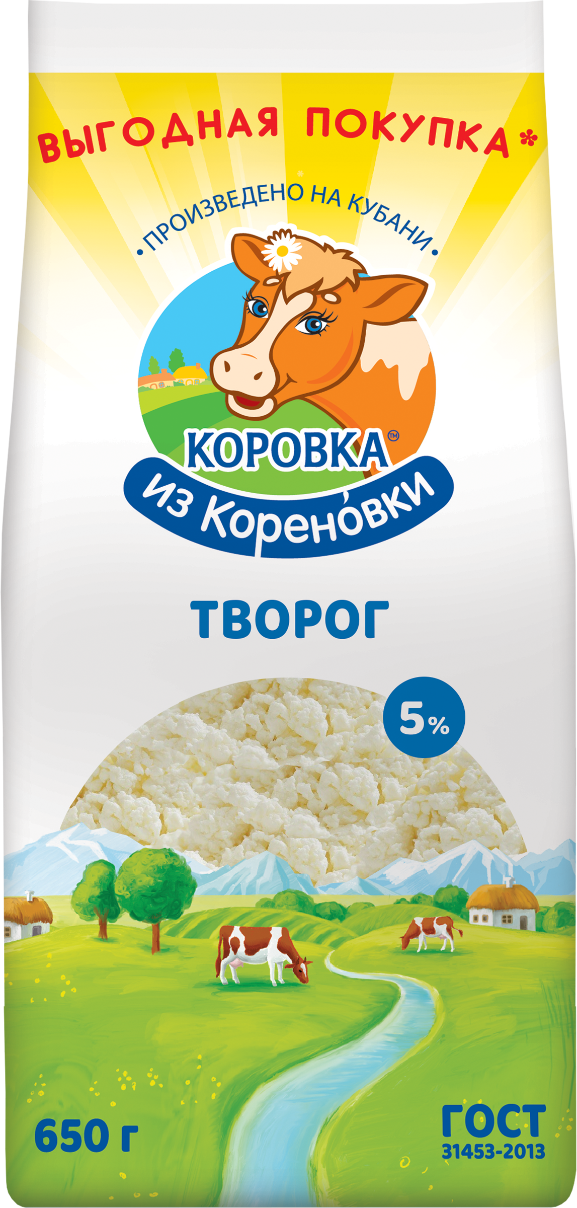 Изображение товара Творог КОРОВКА ИЗ КОРЕНОВКИ 5% без змж 650г