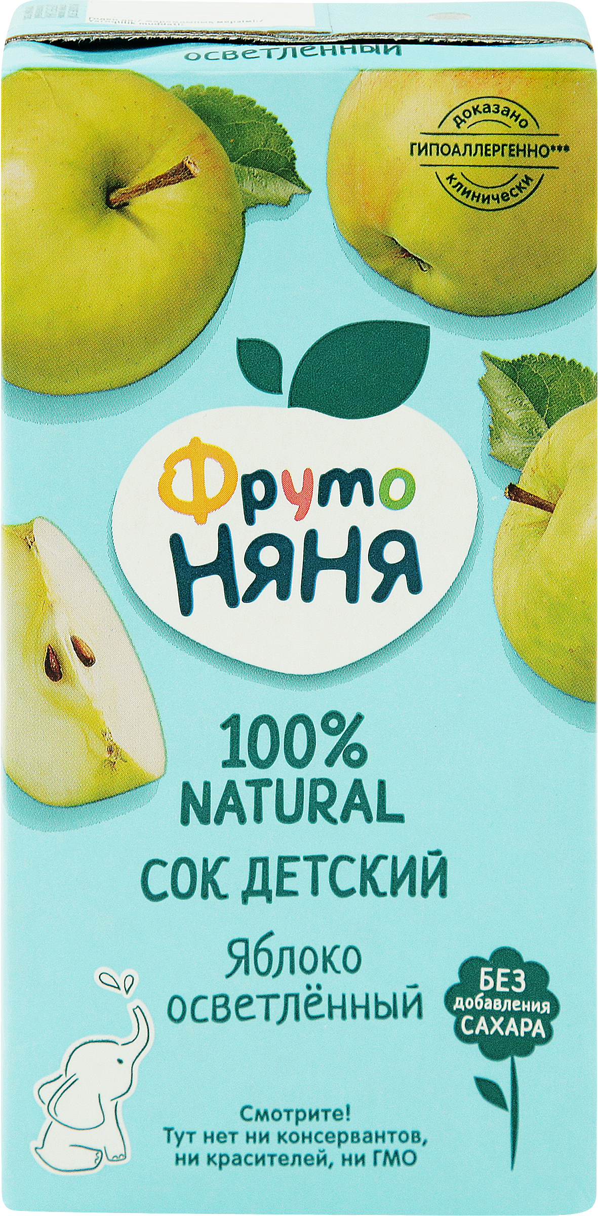 Изображение товара Сок ФРУТОНЯНЯ Яблоко осветленный без сахара, с 3 лет, 500мл