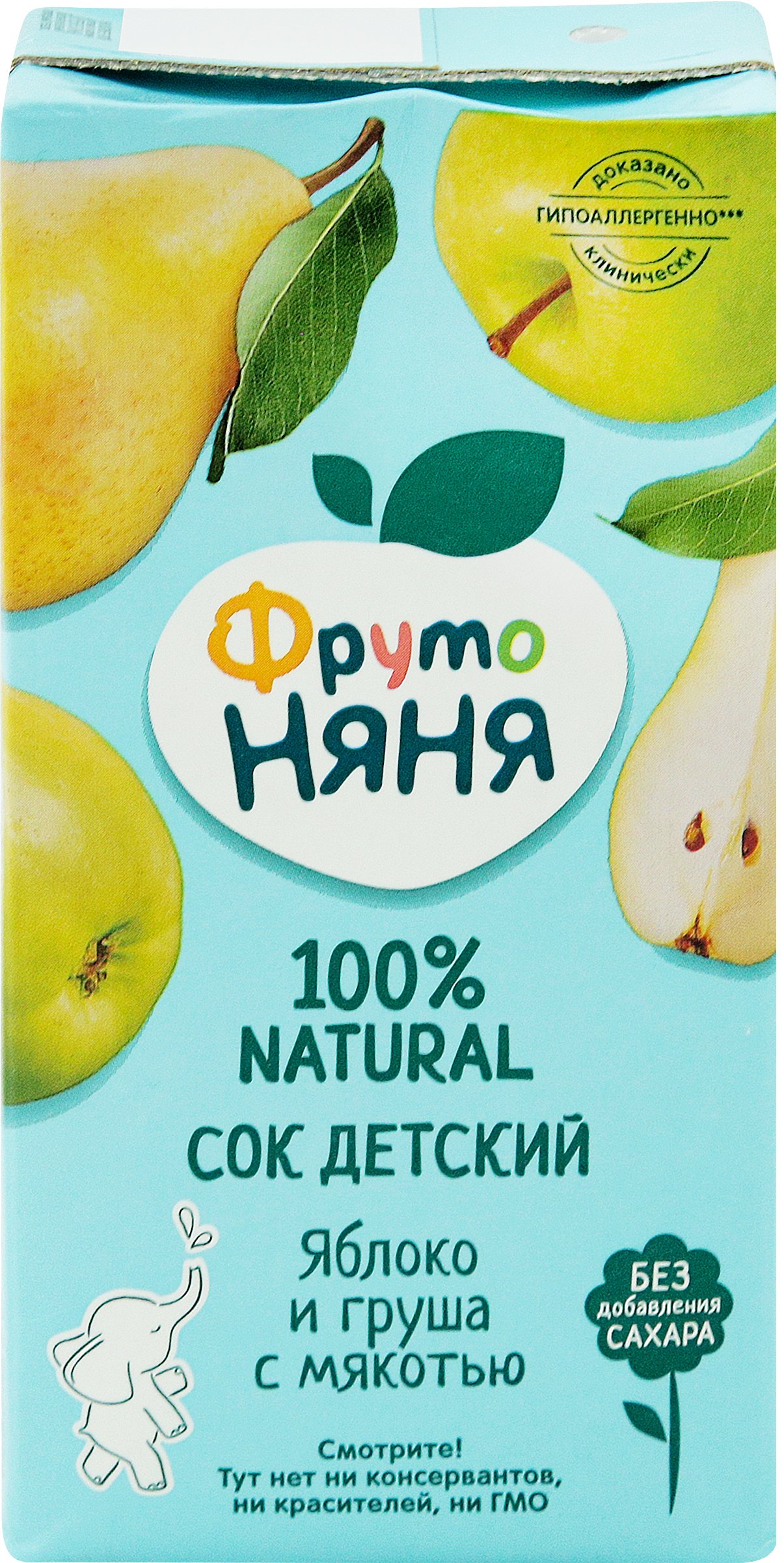 Изображение товара Сок ФРУТОНЯНЯ Яблоко, груша с мякотью без сахара, с 3 лет, 500мл