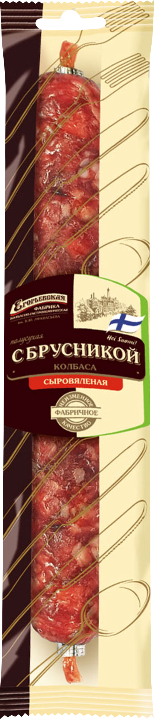 Изображение товара Колбаса сыровяленая КФ ЕГОРЬЕВСКАЯ с брусникой, 100г