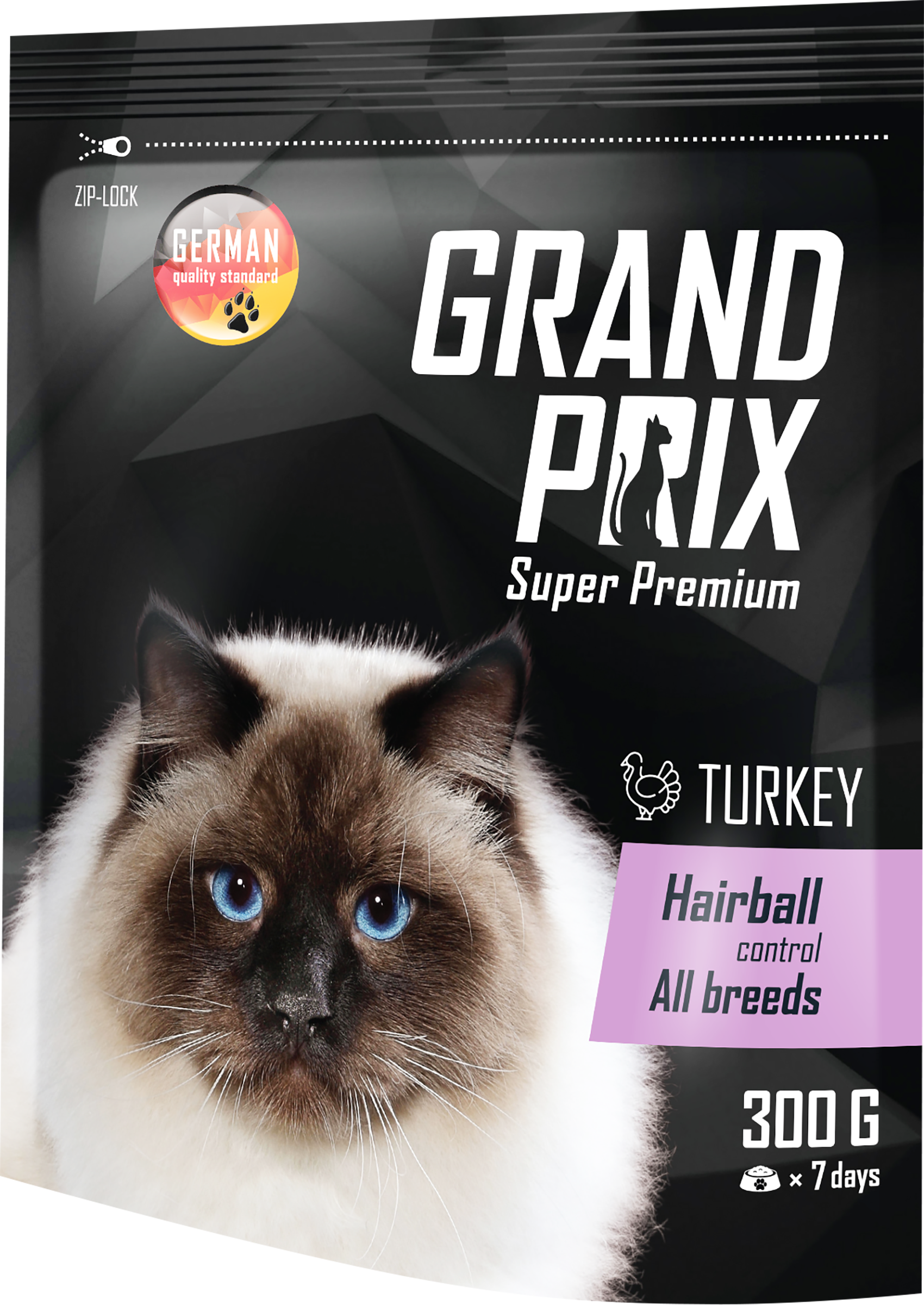 Изображение товара Корм сухой для взрослых кошек GRAND PRIX Hairball Индейка 300г для выведения шерсти