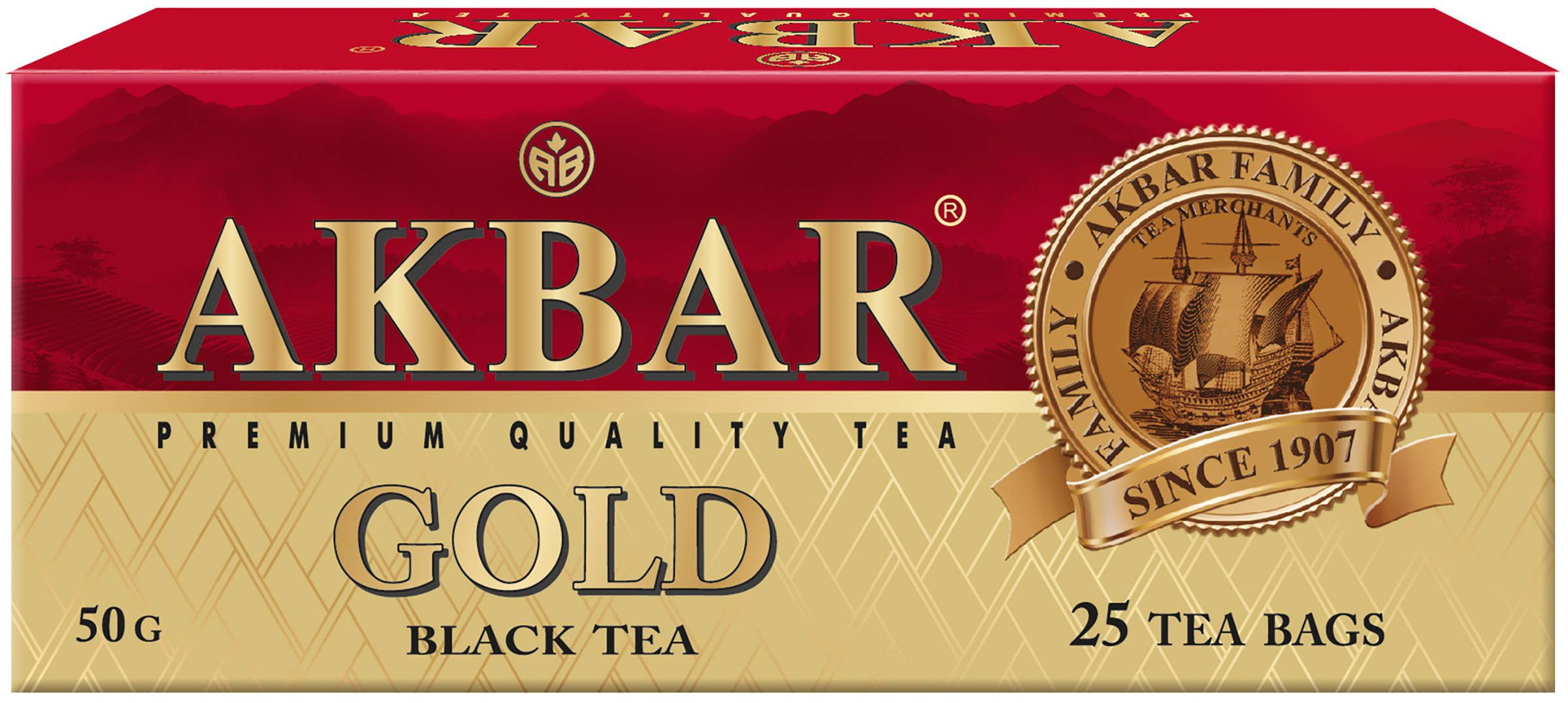Изображение товара Черный байховый чай AKBAR Gold 25 пакетов высокое качество вкус и аромат