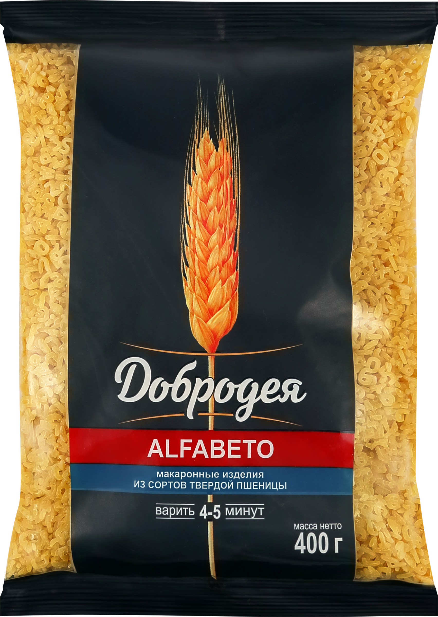 Изображение товара Макароны ДОБРОДЕЯ Alfabeto группа А, высший сорт, 400г