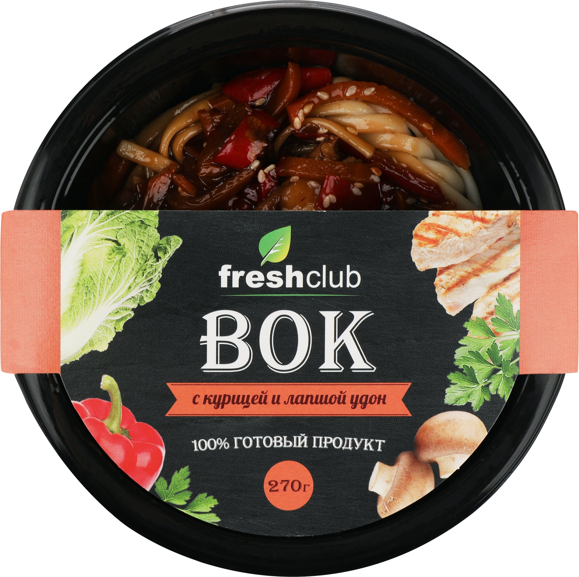 Изображение товара Вок FRESHCLUB Курица в соусе терияки с лапшой удон 270г готовое блюдо