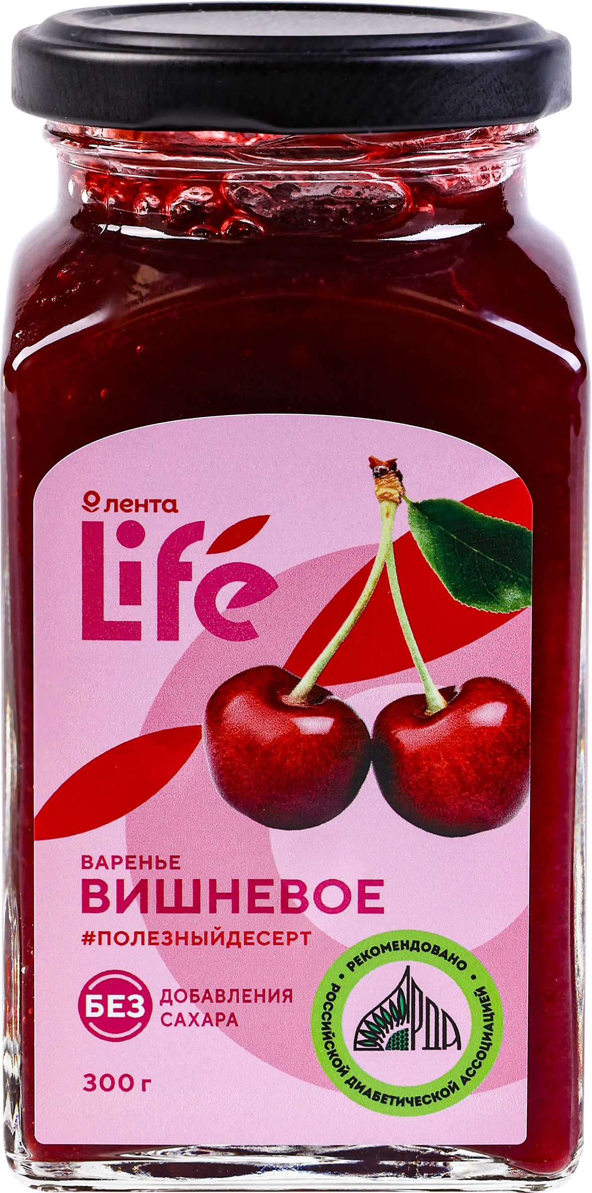 Изображение товара Варенье ЛЕНТА LIFE Вишневое без сахара 300г натуральный продукт