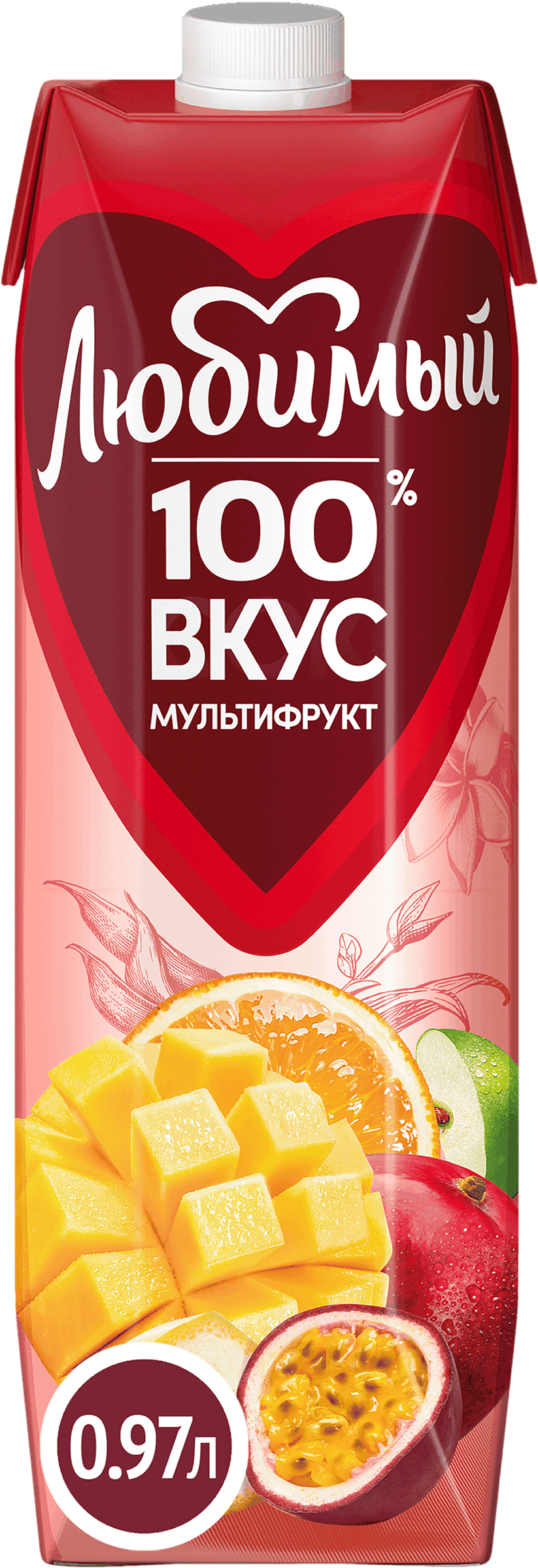 Изображение товара Нектар ЛЮБИМЫЙ мультифруктовый с мякотью 0.97л натуральный экзотический вкус