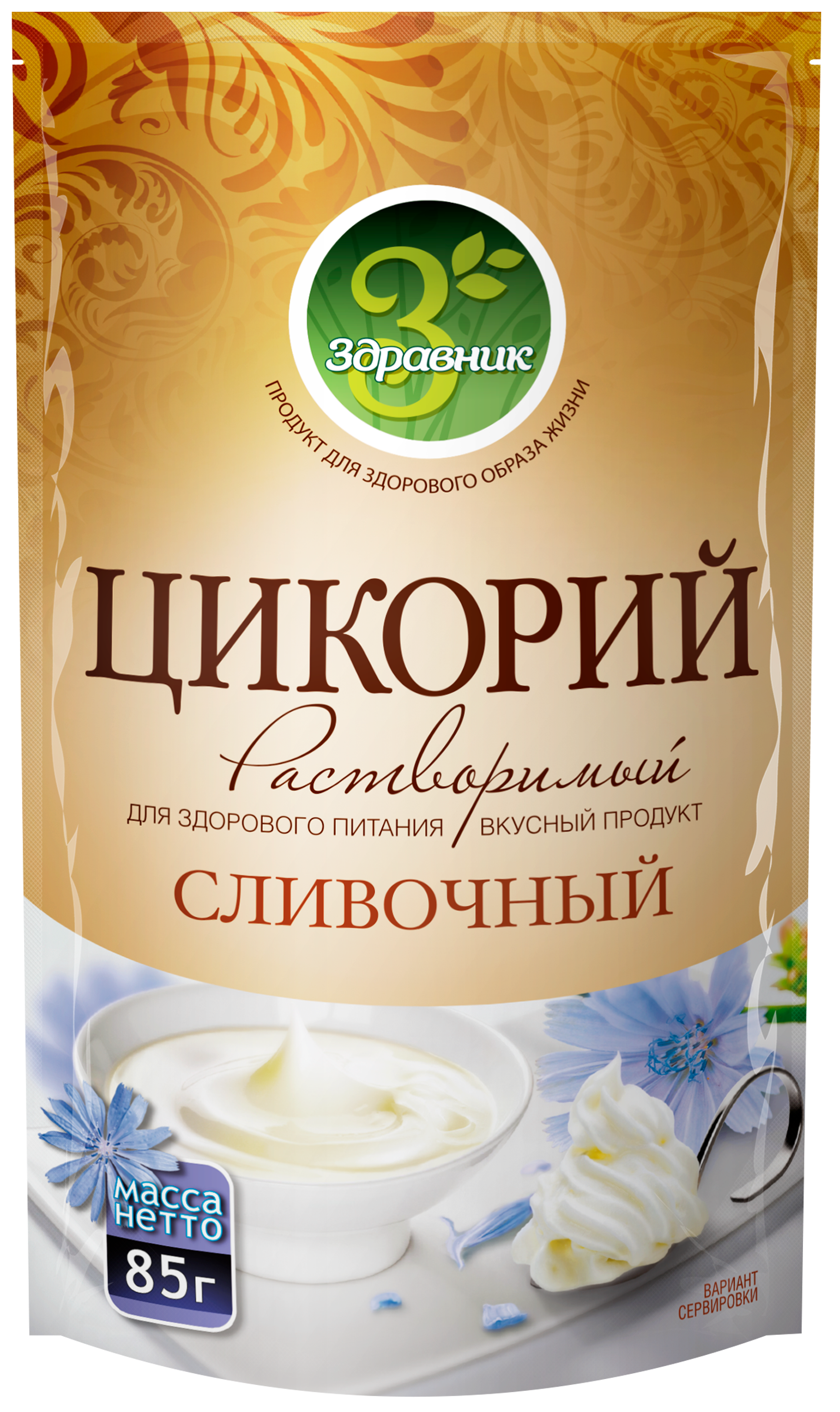 Изображение товара Цикорий растворимый ЗДРАВНИК со вкусом сливочный, 85г