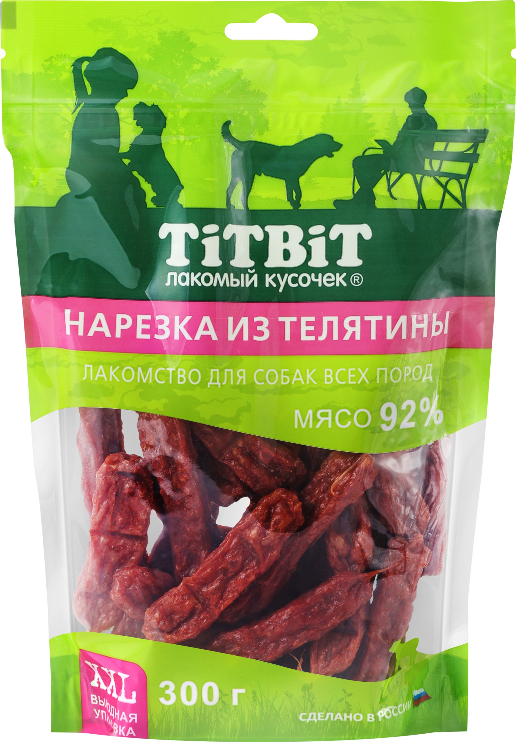 Изображение товара Лакомства для взрослых собак TITBIT XXL Нарезка из телятины, 300г