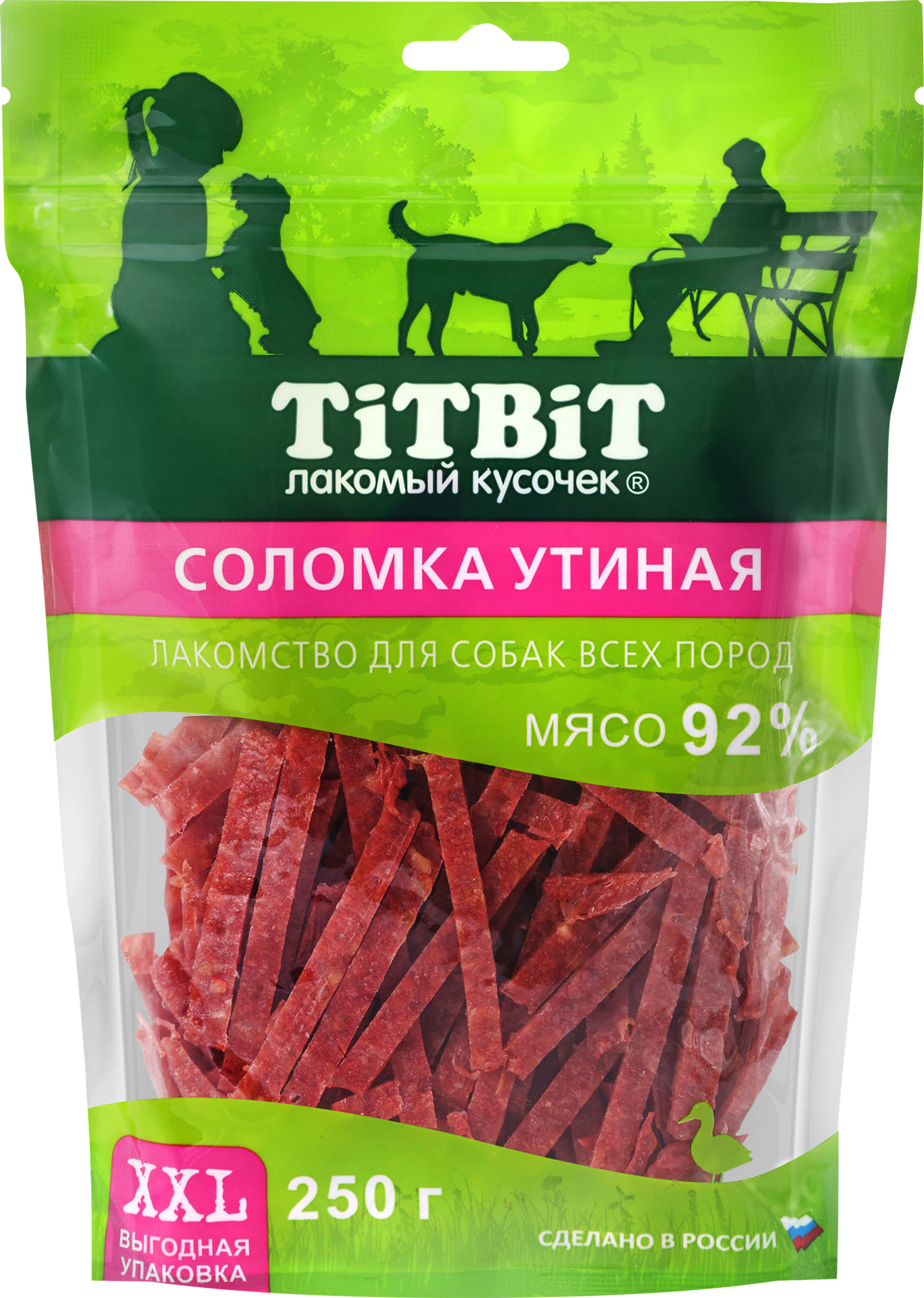 Изображение товара Лакомства для взрослых собак TITBIT XXL Соломка утиная, 250г
