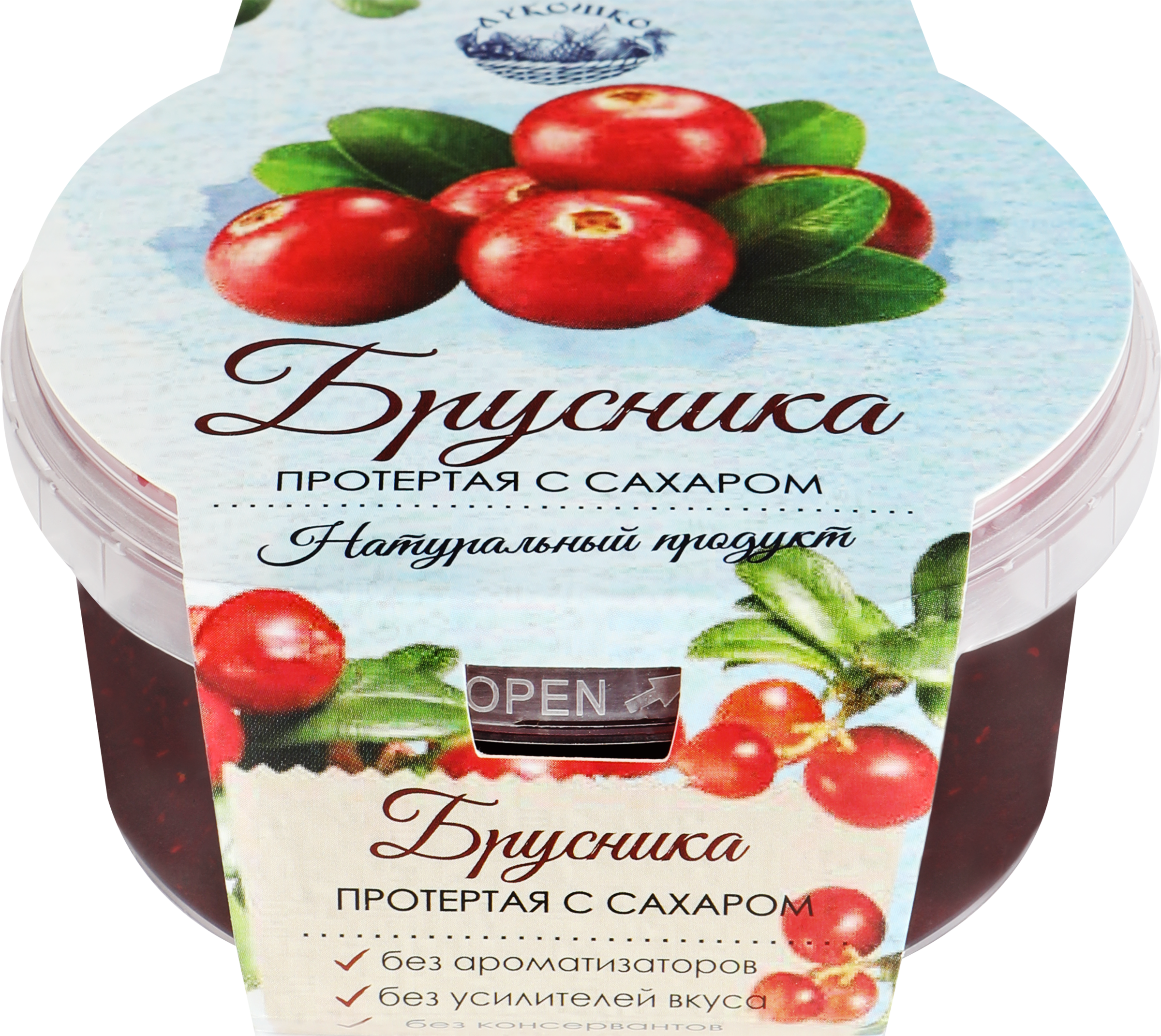 Изображение товара Брусника ЛУКОШКО протертая с сахаром, 200г