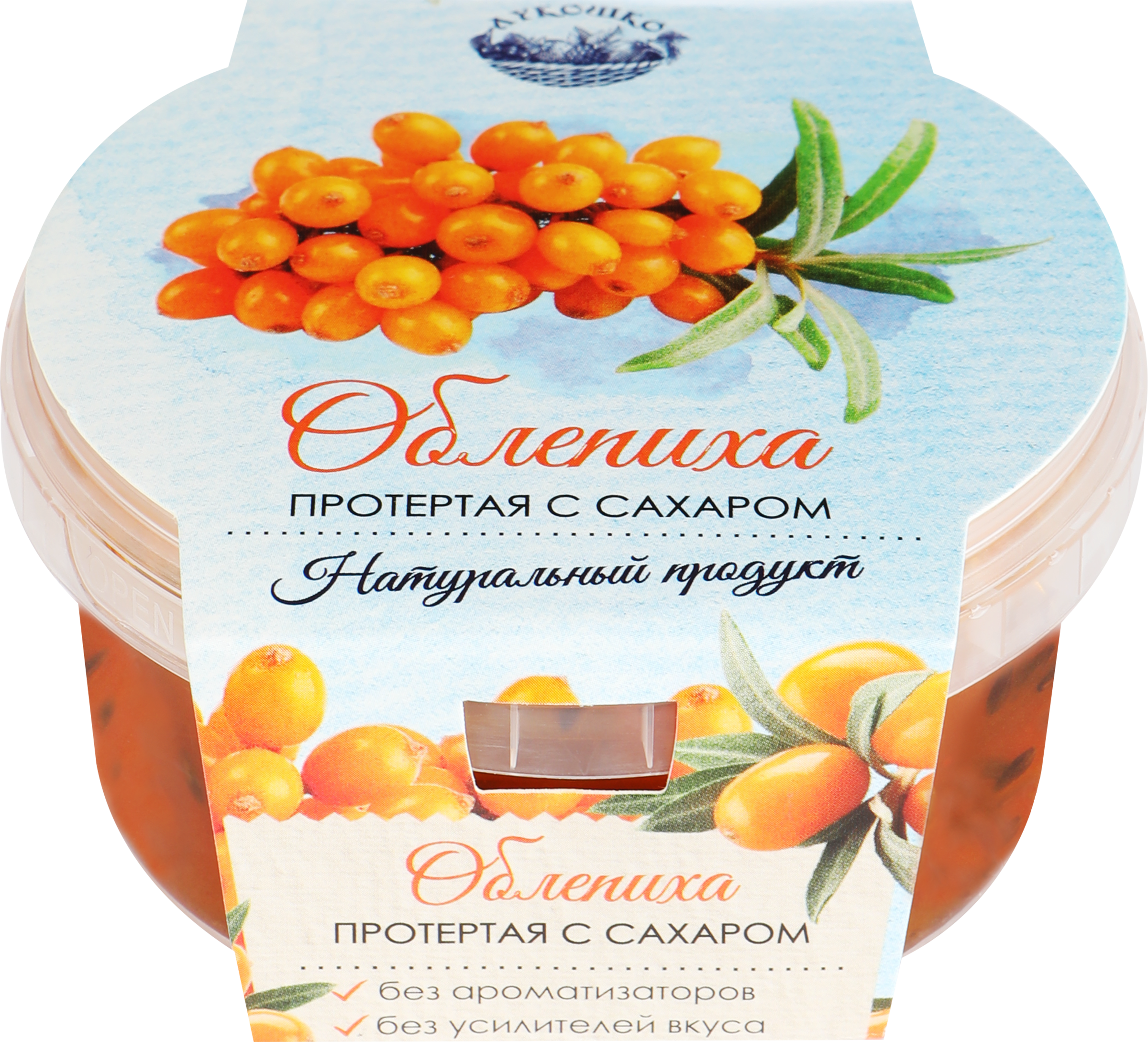 Изображение товара Облепиха ЛУКОШКО протертая с сахаром, 200г