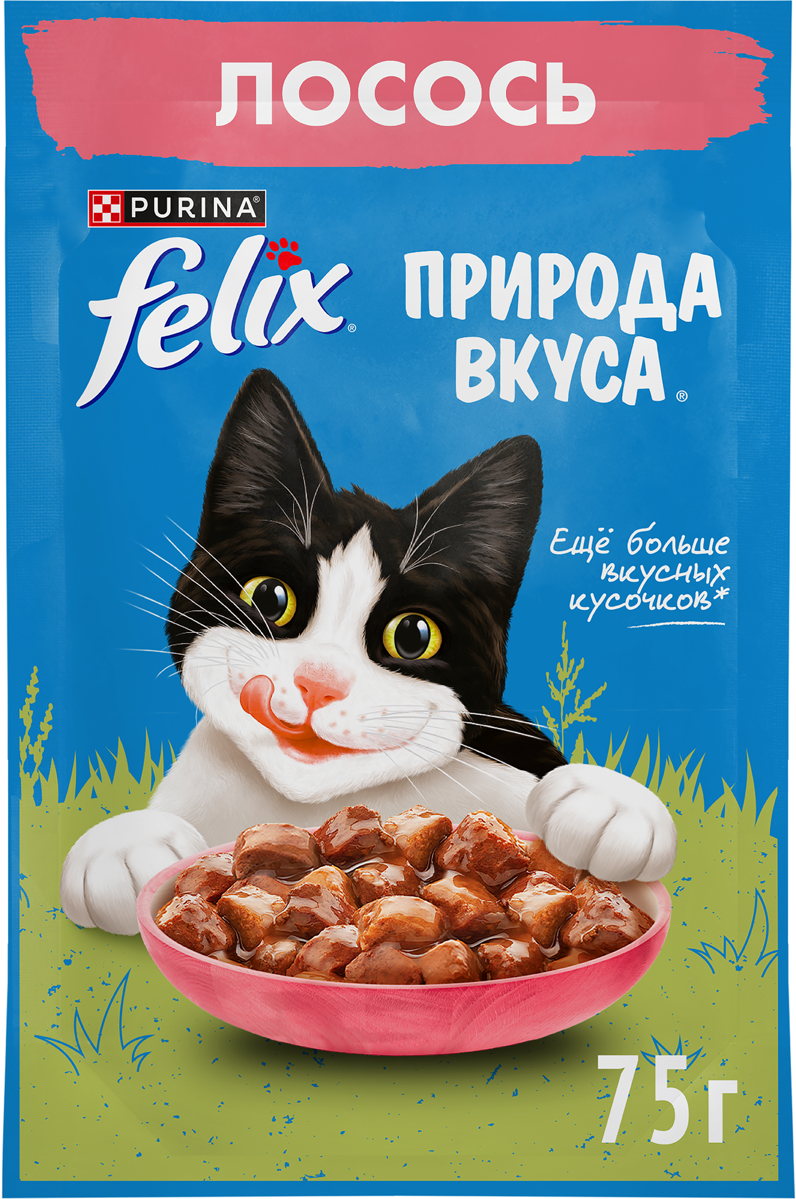 Изображение товара Корм влажный для взрослых кошек FELIX Природа вкуса Лосось, 75г