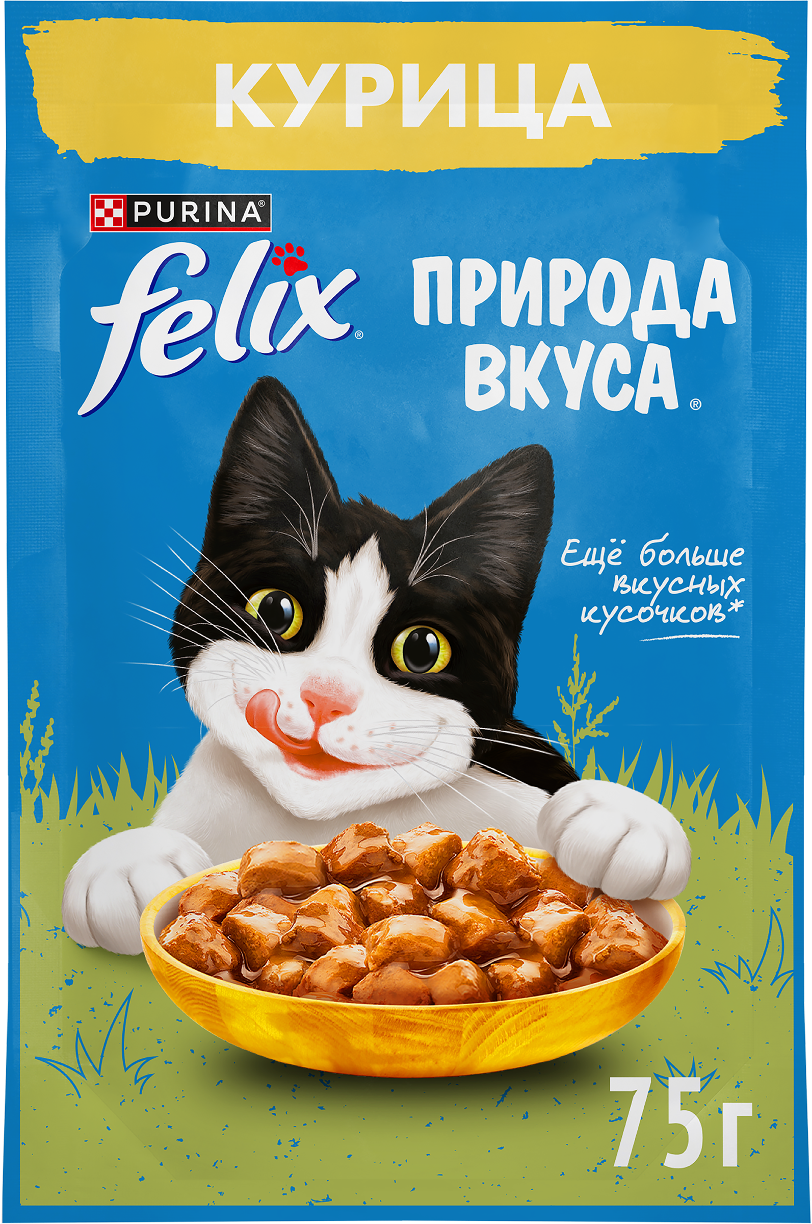 Изображение товара Корм влажный для взрослых кошек FELIX Природа вкуса Курица, 75г