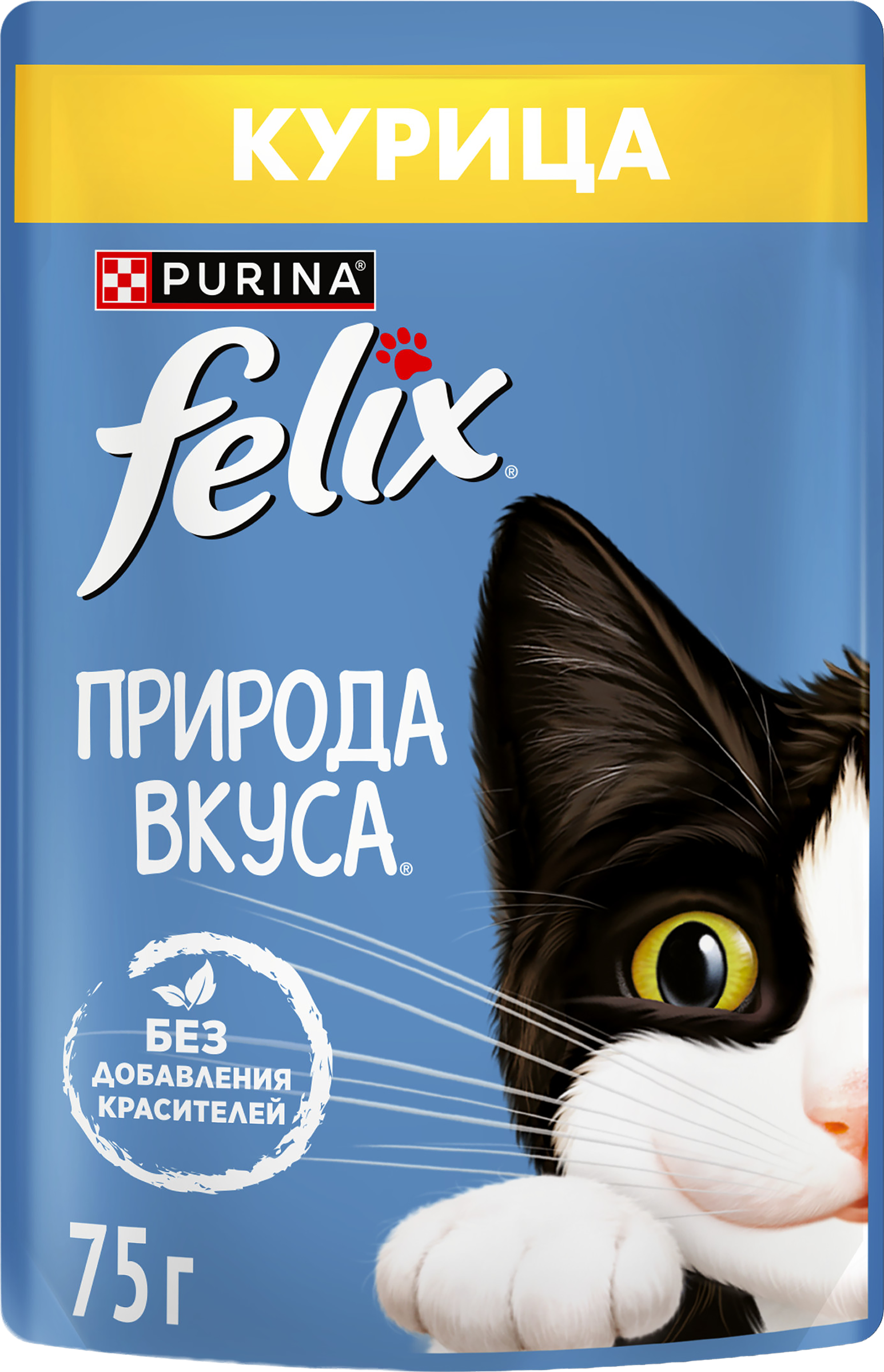 Изображение товара Корм влажный для взрослых кошек FELIX Природа вкуса Курица в соусе, 75г