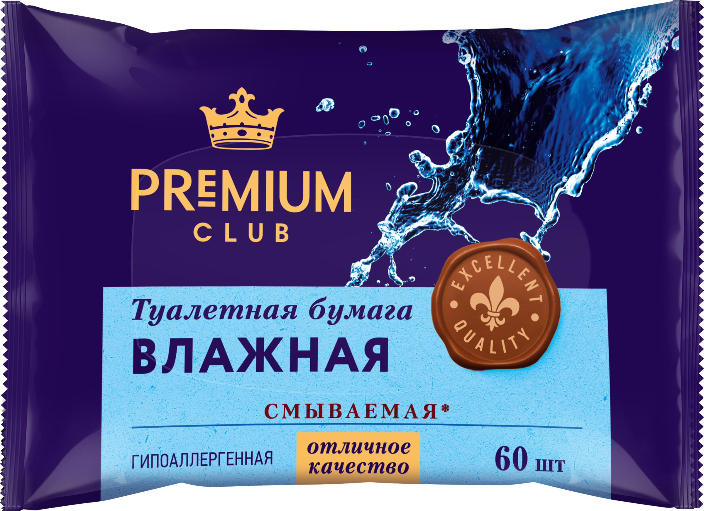 Изображение товара Бумага туалетная влажная PREMIUM CLUB, 60шт
