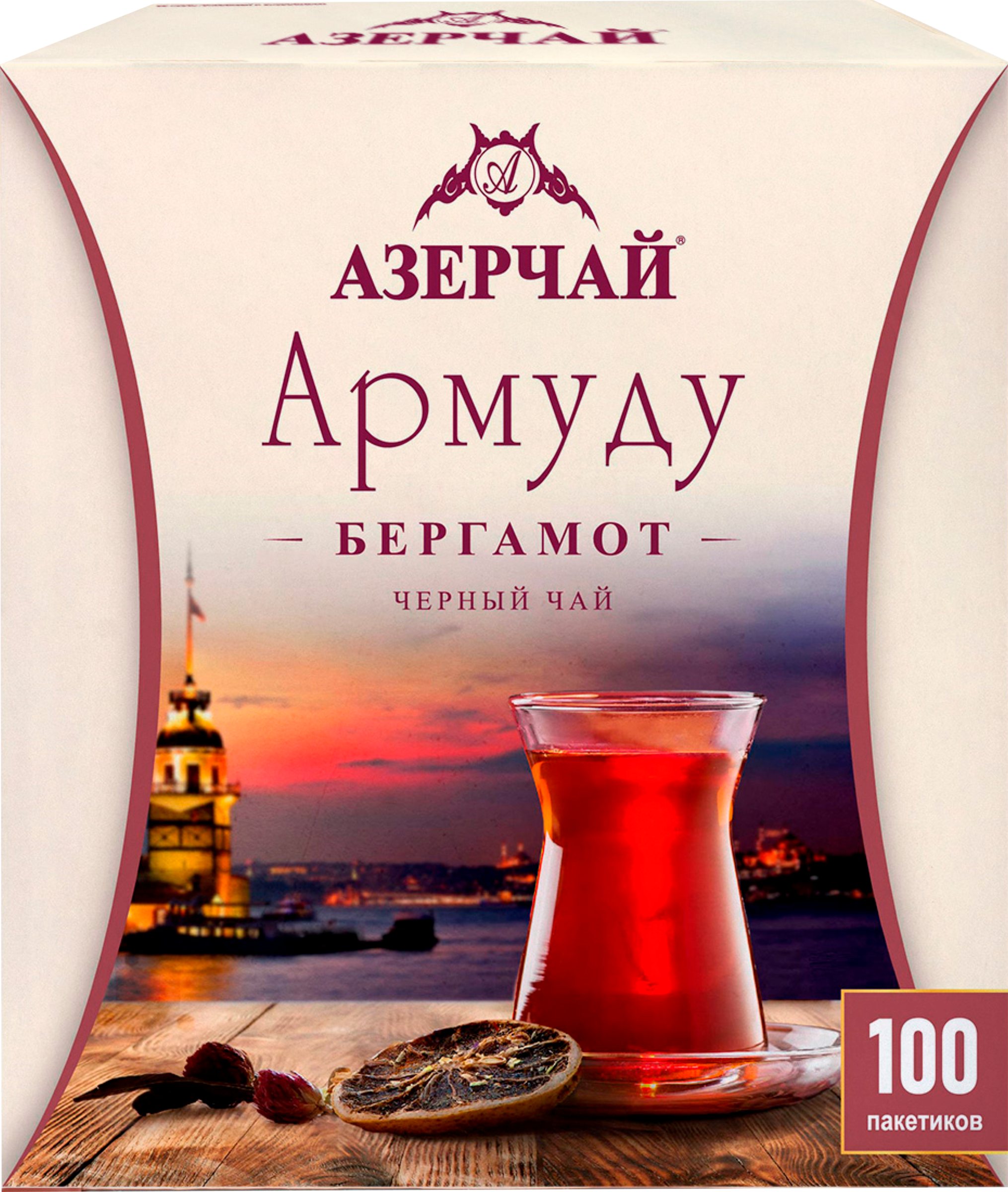 Изображение товара Чай черный АЗЕРЧАЙ Армуду с ароматом бергамота, 100пак