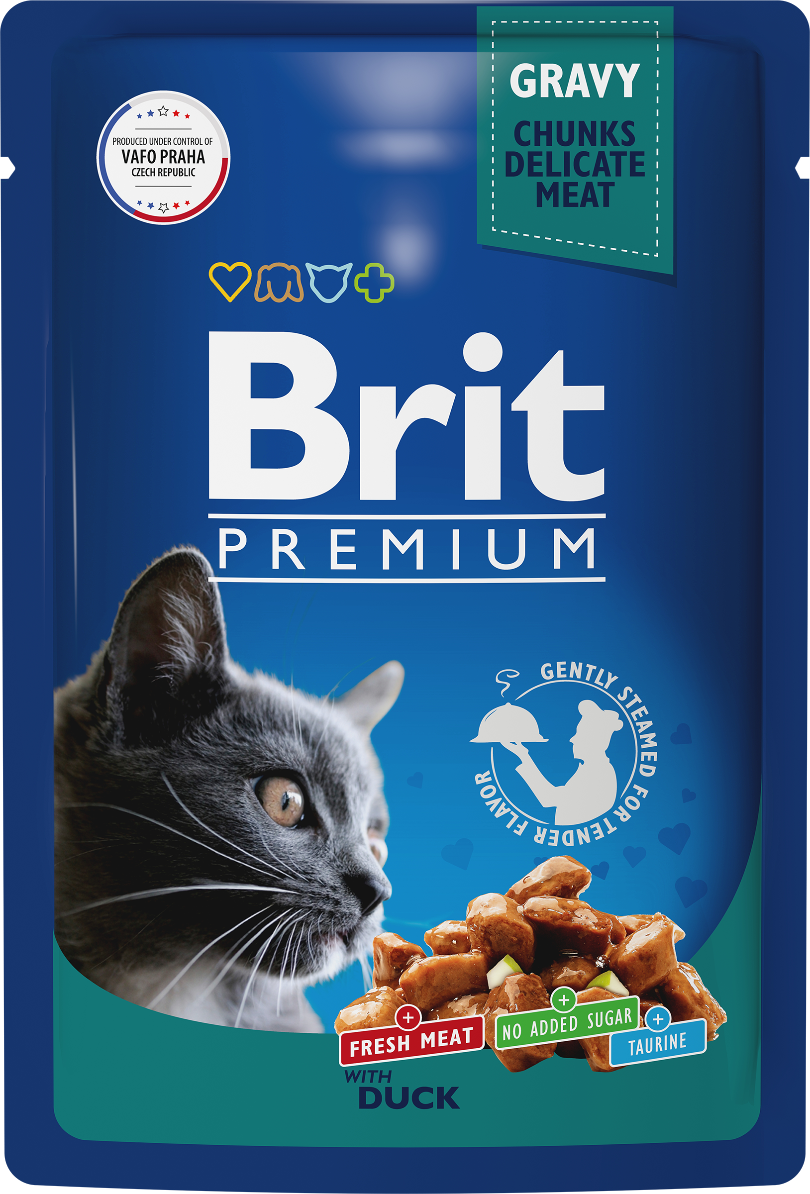 Изображение товара Корм консервированный для взрослых кошек BRIT Premium Утка в соусе, 85г