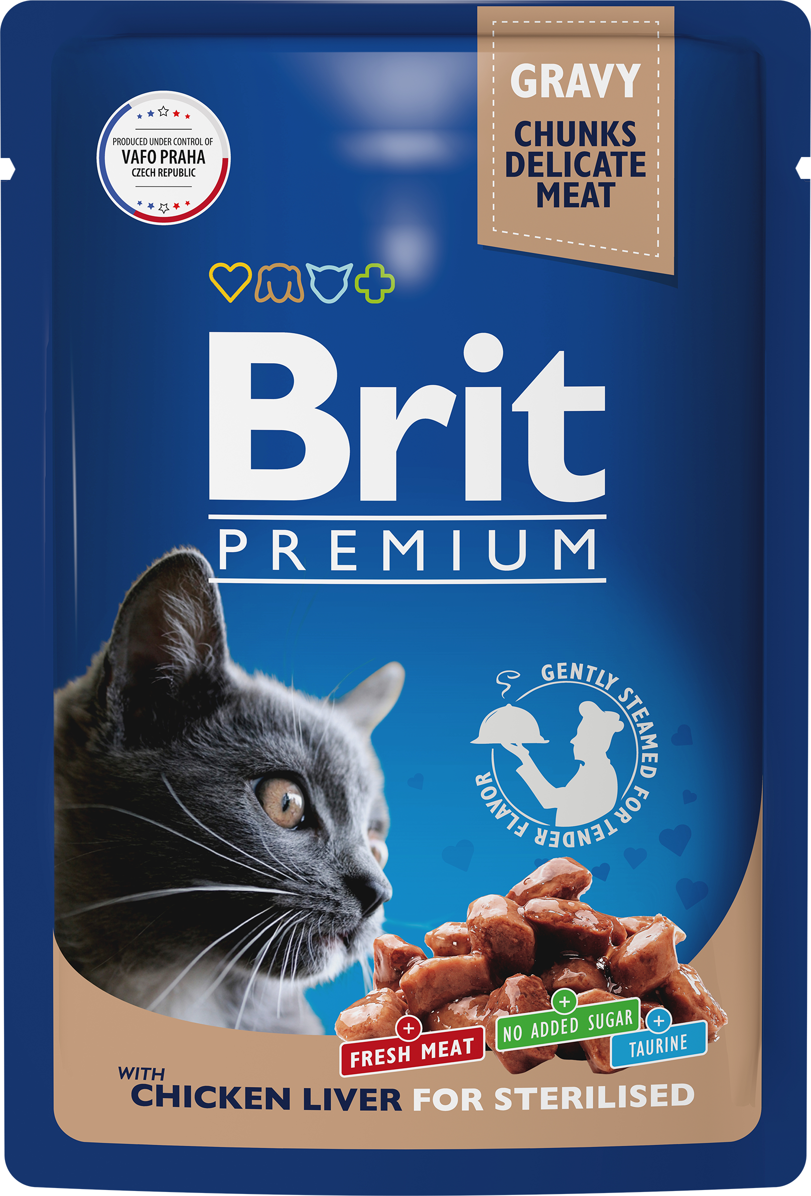 Изображение товара Корм консервированный для взрослых кошек BRIT Premium Куриная печень в соусе, для стерилизованных, 85г