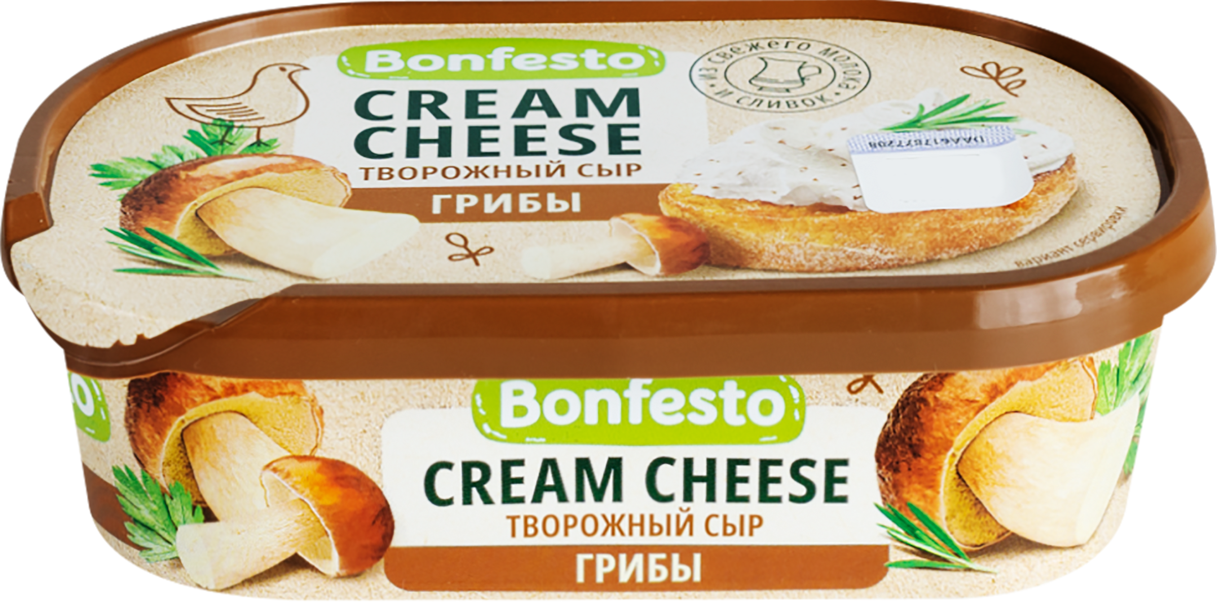 Изображение товара Сыр творожный BONFESTO Кремчиз Грибы 65%, без змж, 140г