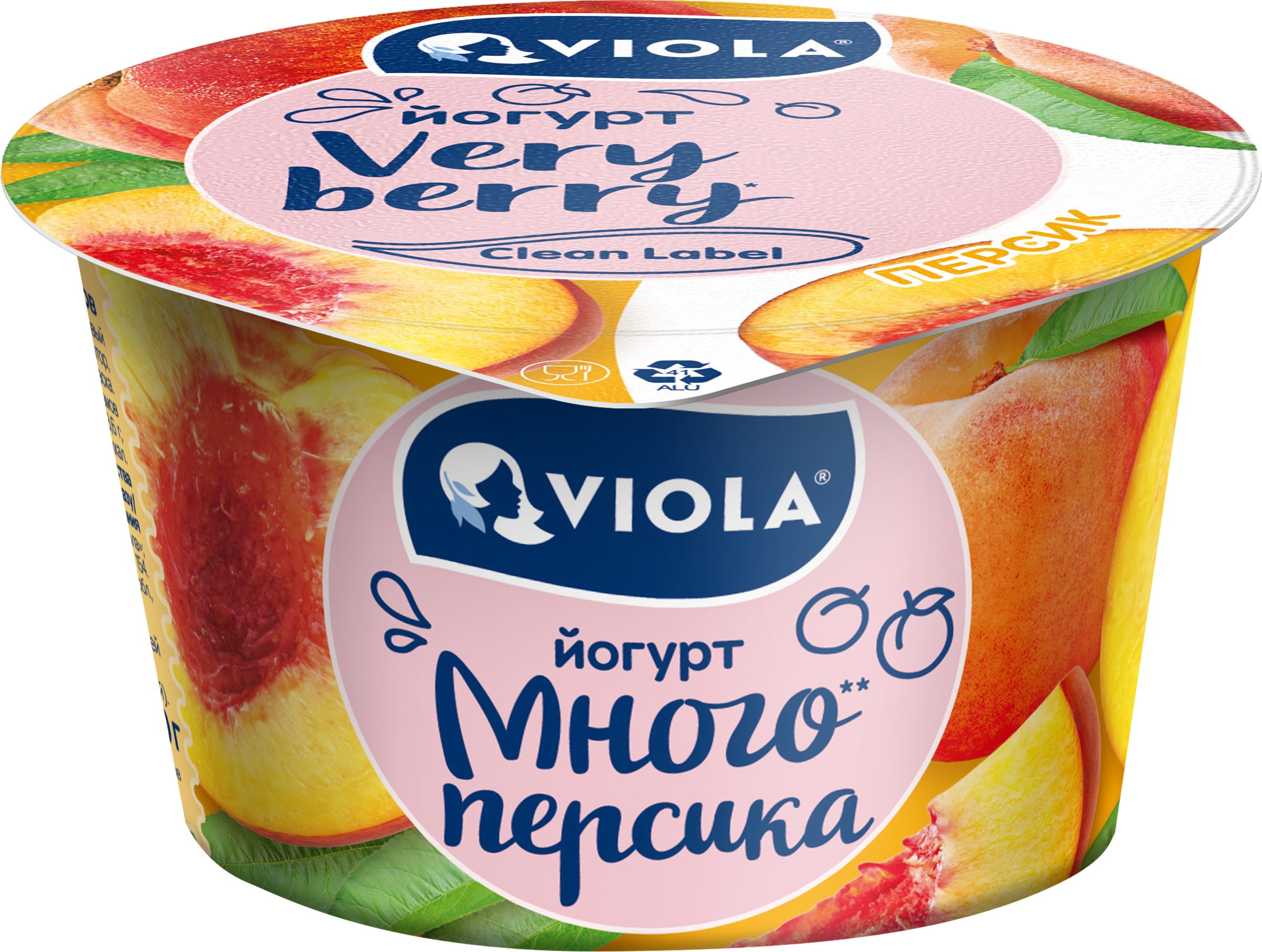 Изображение товара Йогурт VIOLA Very Berry с персиком 2,6% 180г натуральный продукт