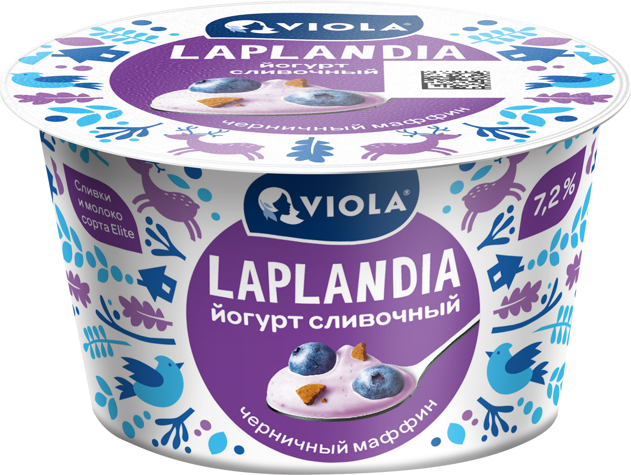 Изображение товара Йогурт LAPLANDIA Сливочный черничный маффин 180г