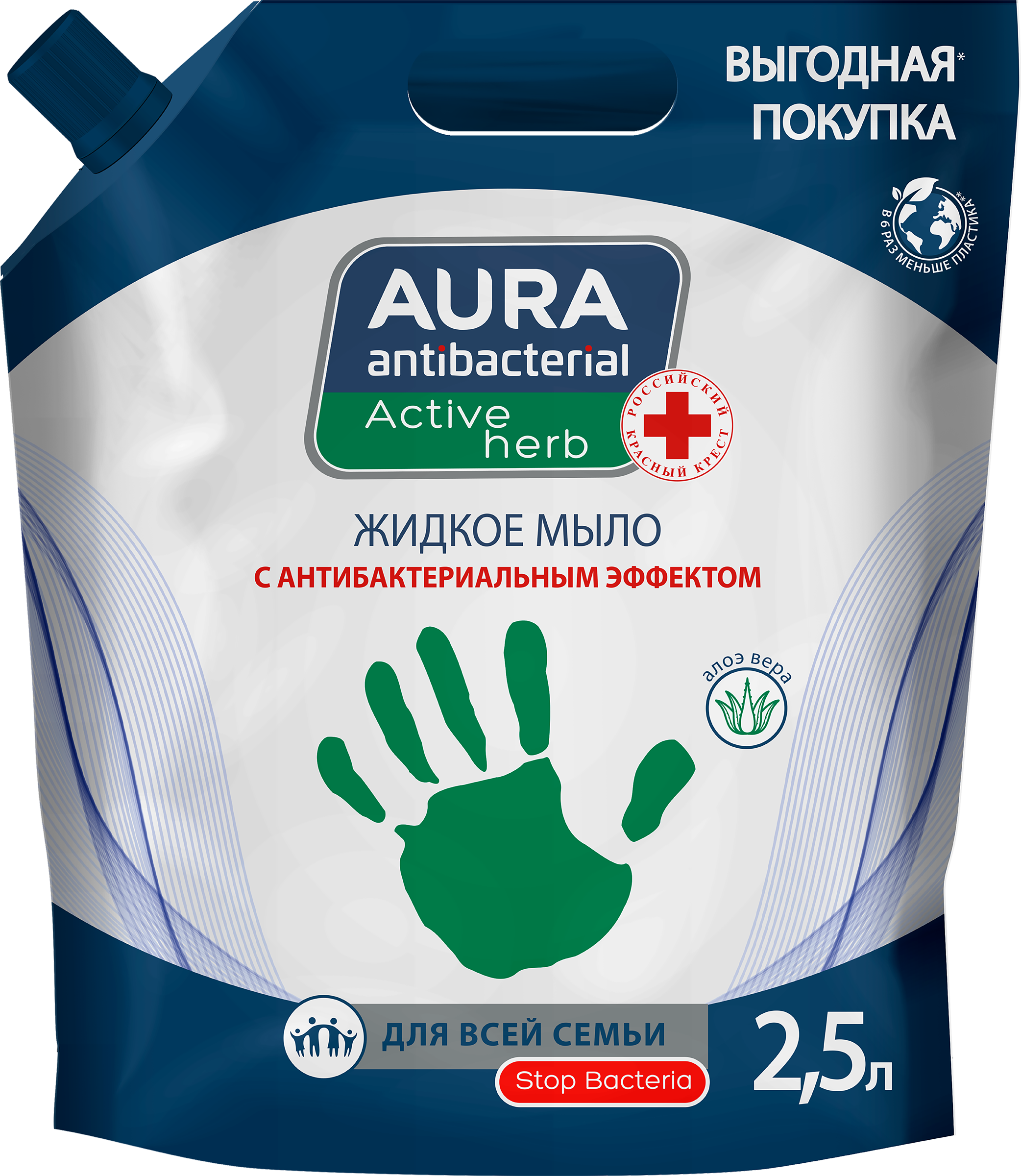 Изображение товара Жидкое мыло AURA Antibacterial Алоэ 2,5л для рук и тела