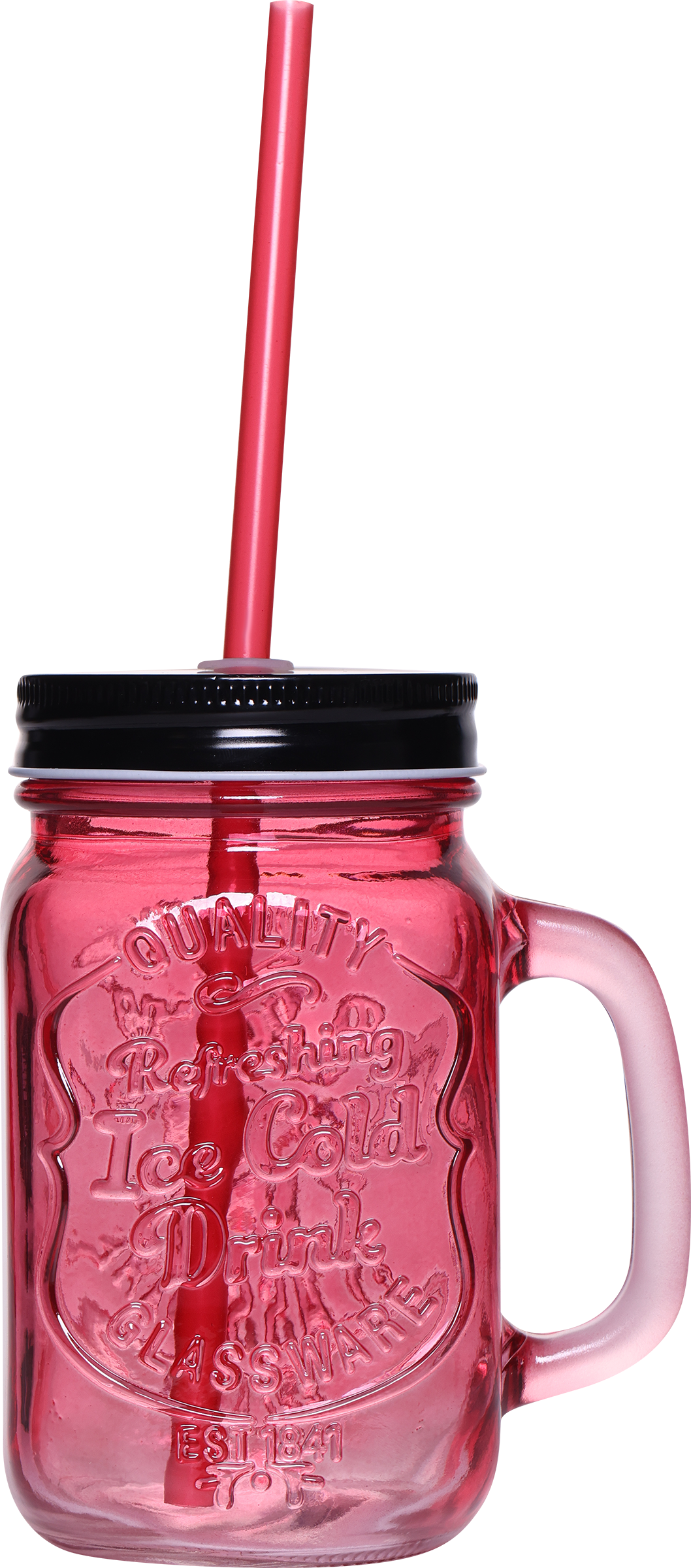 Изображение товара Стеклянная банка HOMECLUB Color с ручкой и трубочкой 450мл для горячих и холодных напитков