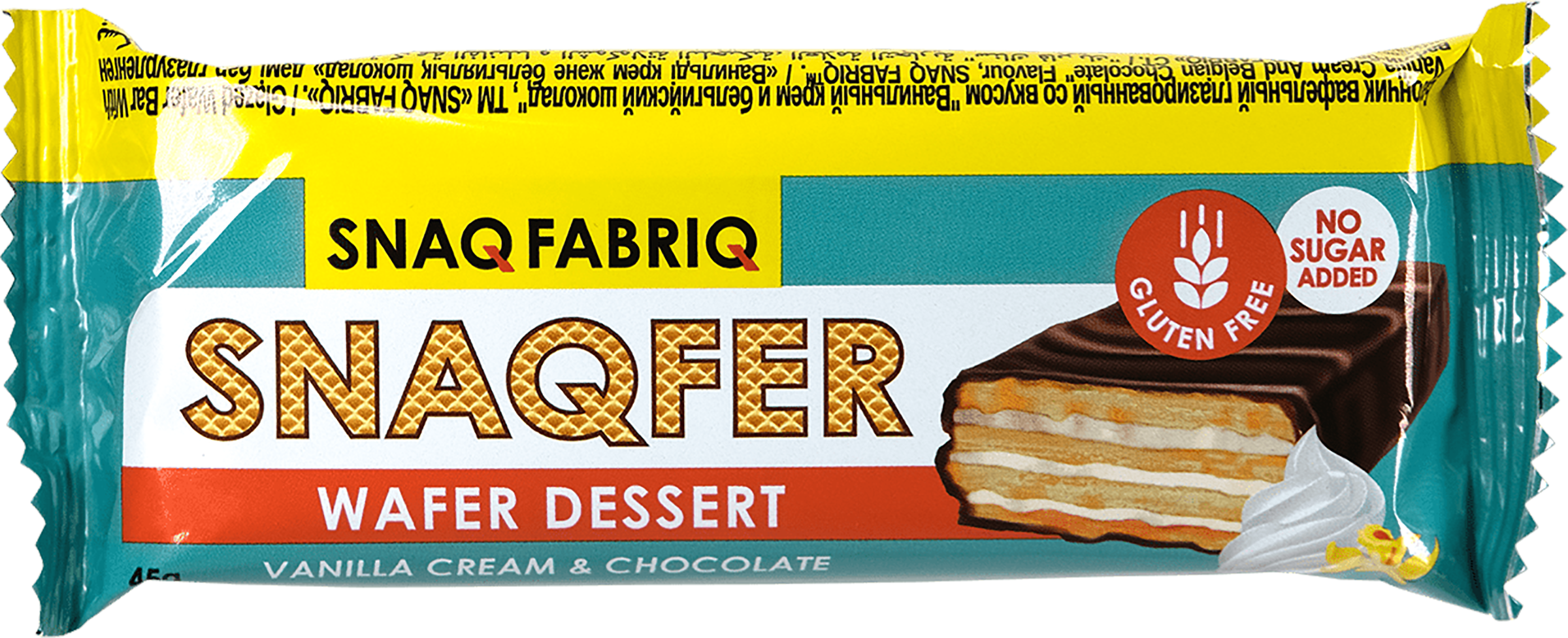 Изображение товара Вафельный батончик SNAQ FABRIQ ванильный крем и бельгийский шоколад 45г