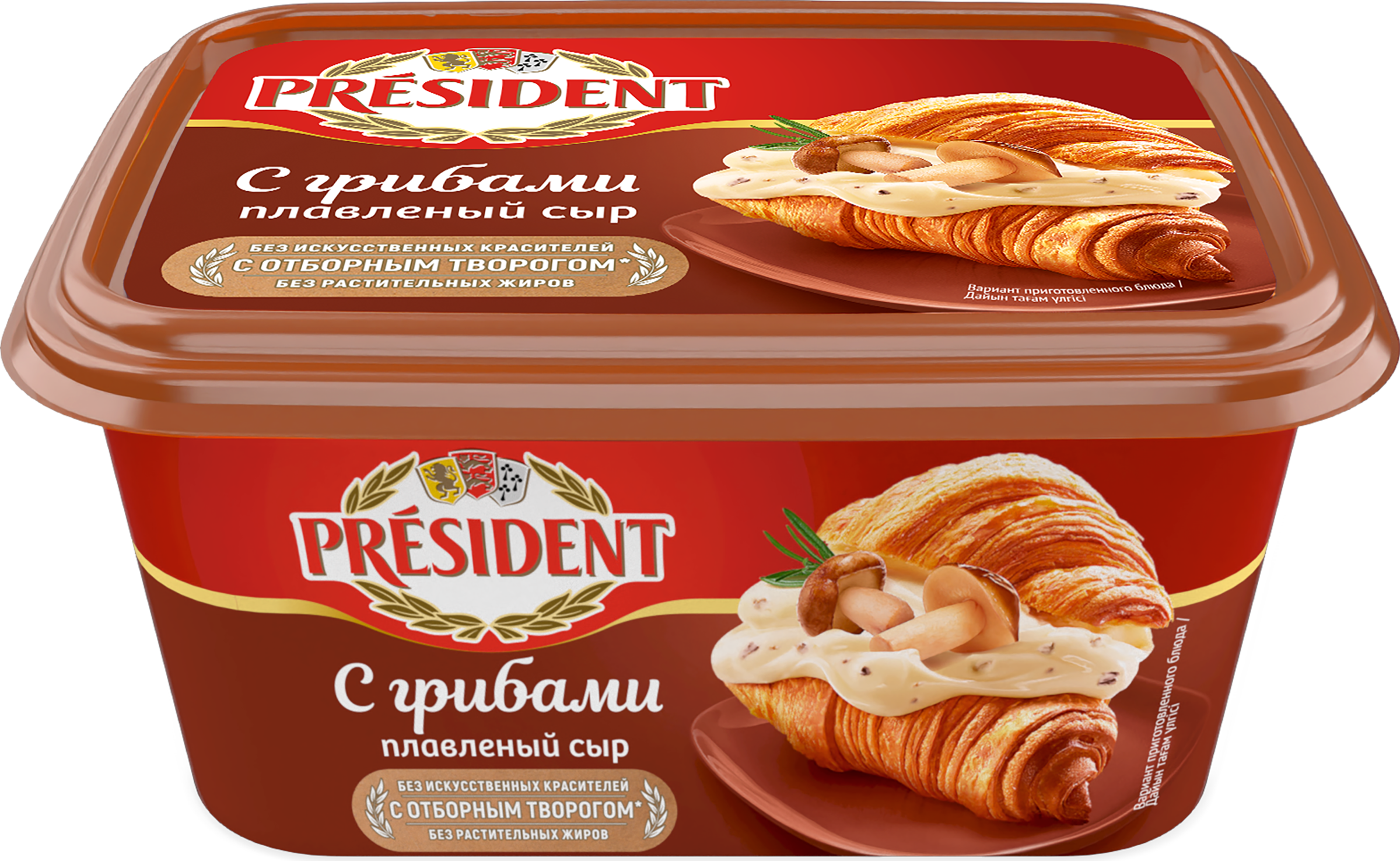 Изображение товара Сыр плавленый PRESIDENT с грибами 45%, без змж, 400г