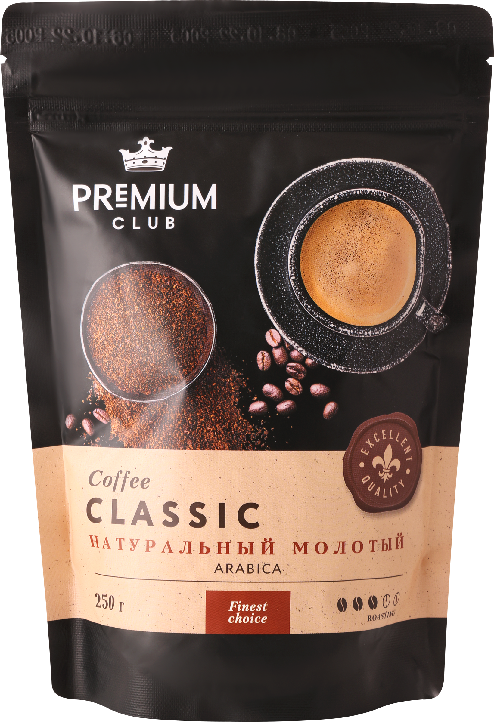 Изображение товара Кофе молотый PREMIUM CLUB Classic 250г 100% арабика, сбалансированный вкус