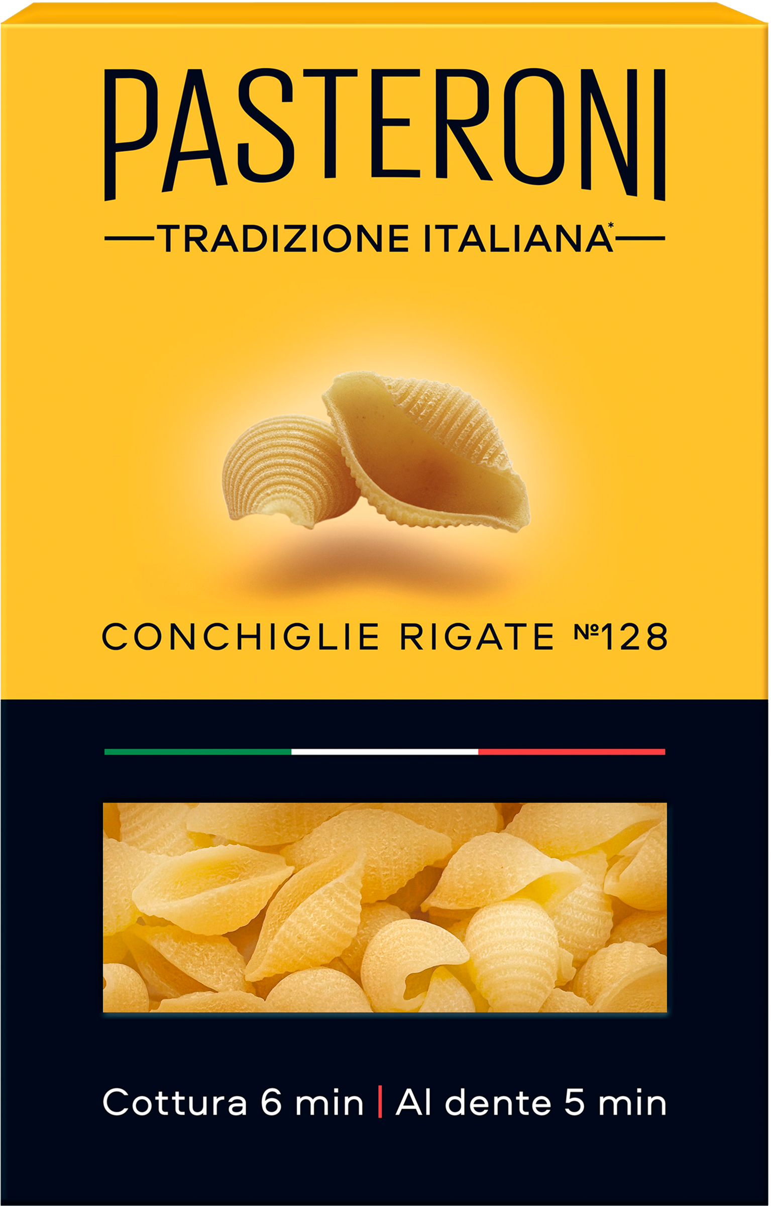 Изображение товара Макароны PASTERONI Conchiglie Rigate №128, группа А высший сорт, 400г